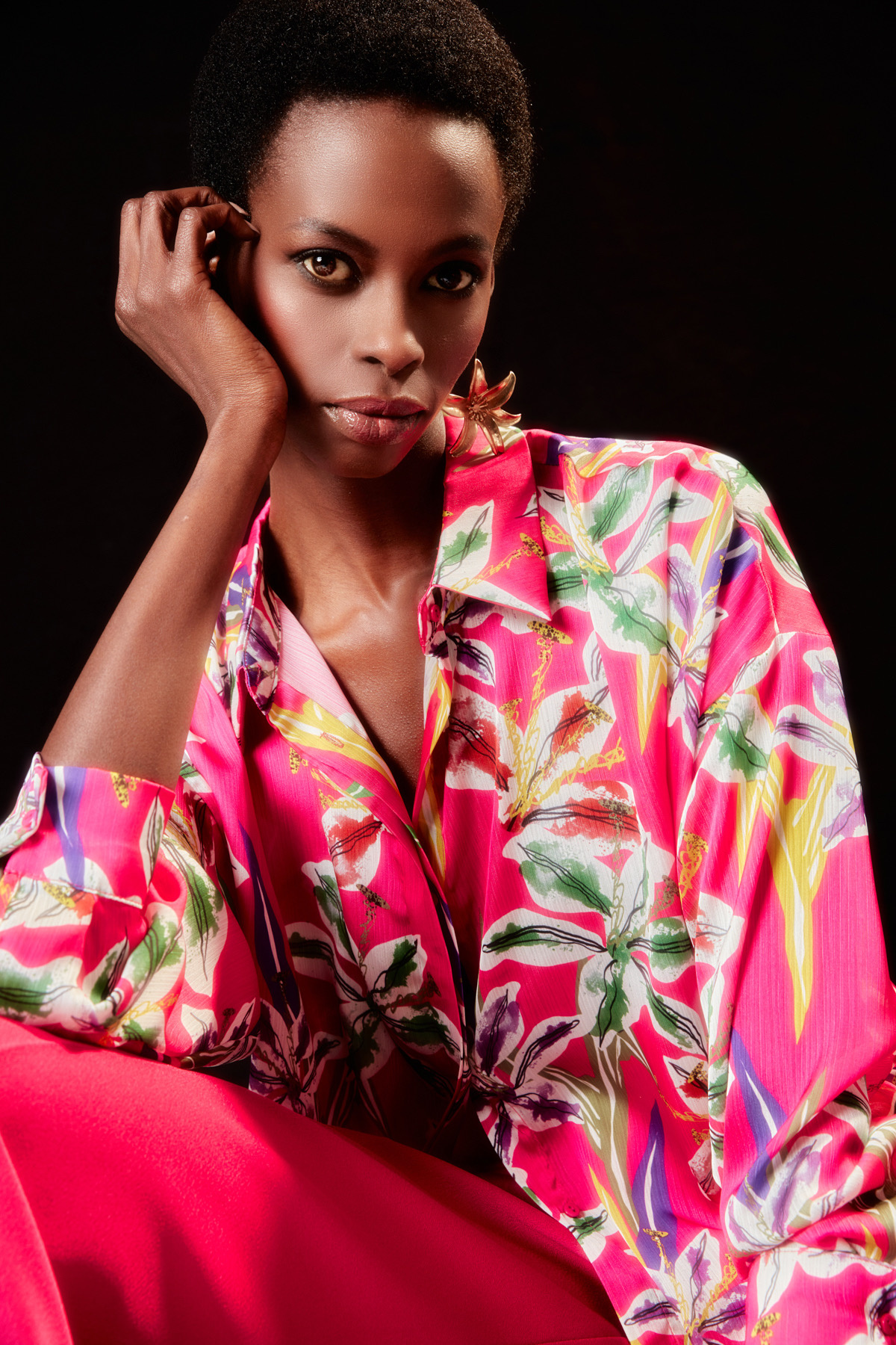 Salaş Desenli Gömlek - FUŞYA