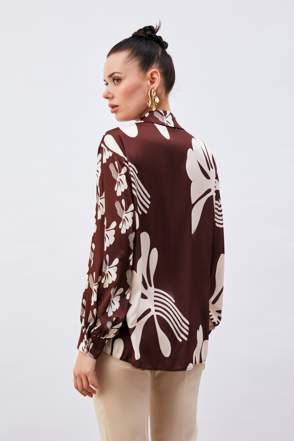 Salaş Desenli Gömlek - KAHVE