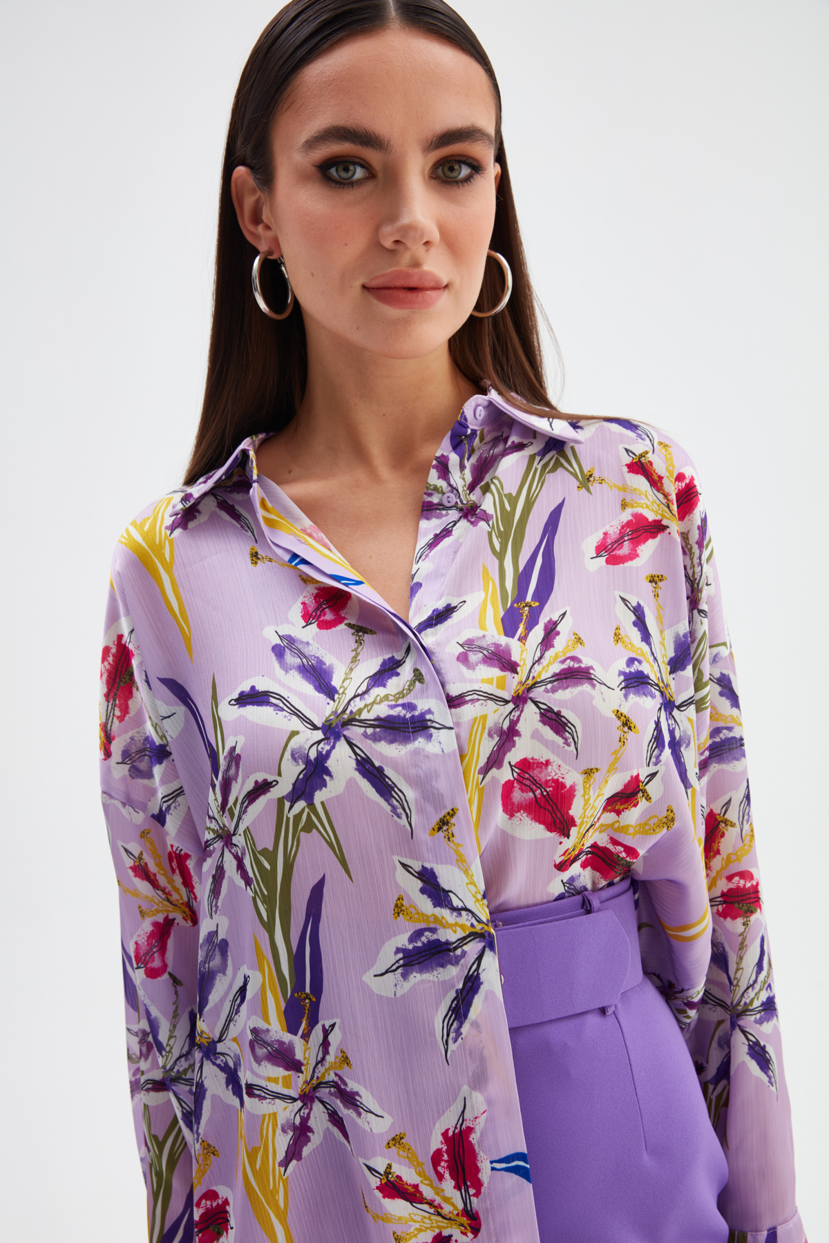 Salaş Desenli Gömlek - LİLA