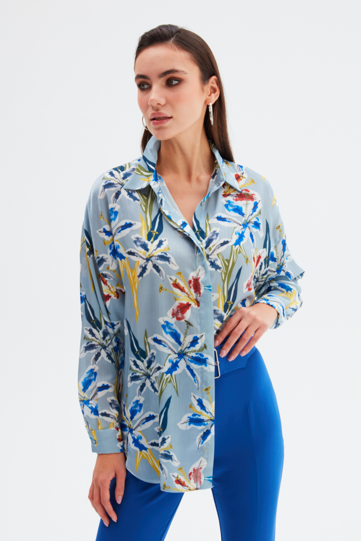 Salaş Desenli Gömlek - MAVİ