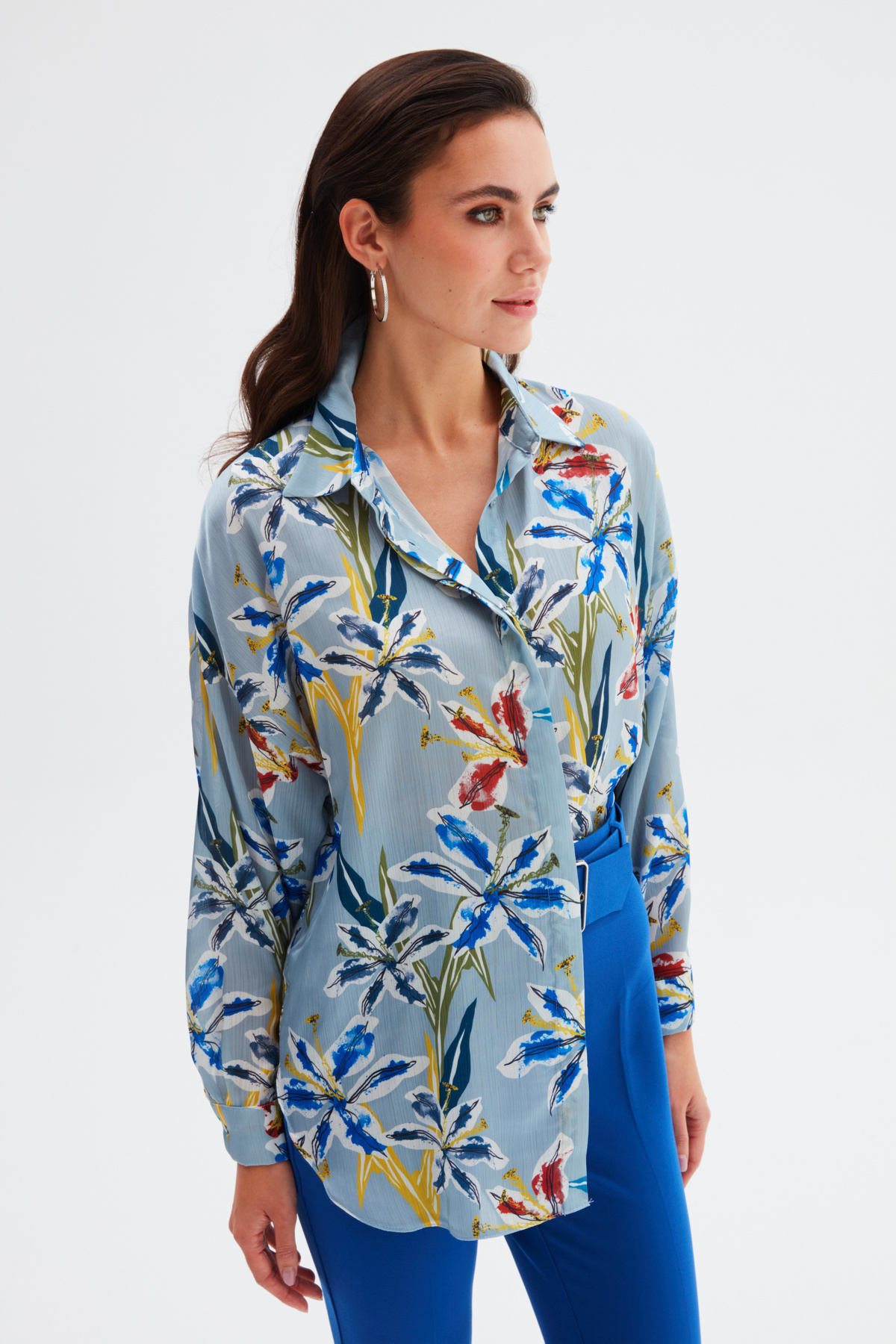 Salaş Desenli Gömlek - MAVİ