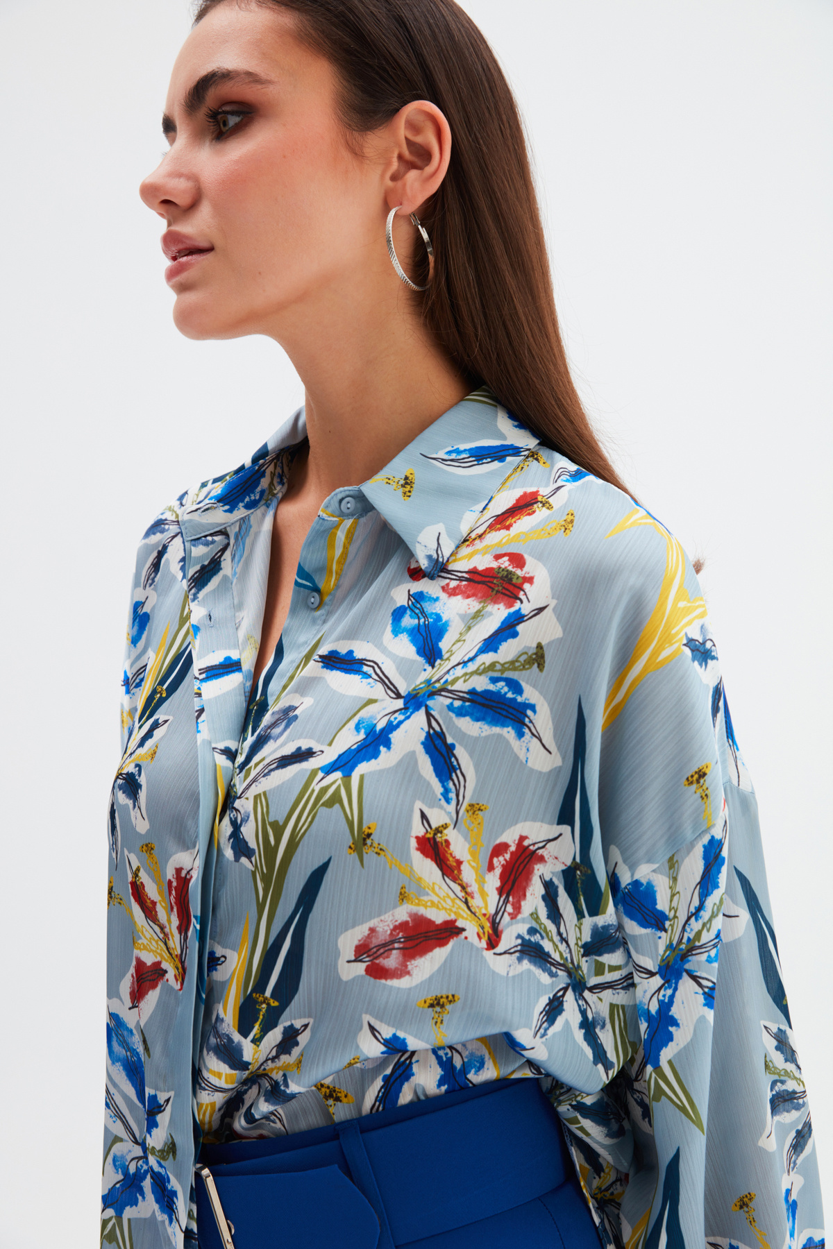 Salaş Desenli Gömlek - MAVİ