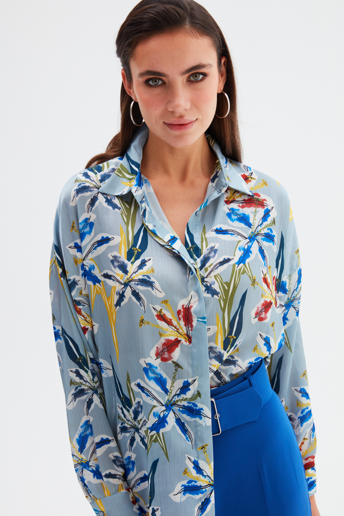 Salaş Desenli Gömlek - MAVİ