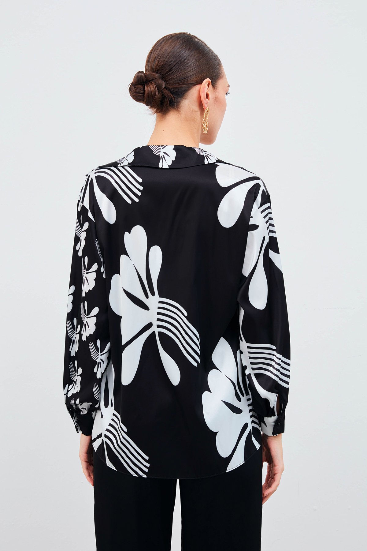 Salaş Desenli Gömlek - SİYAH