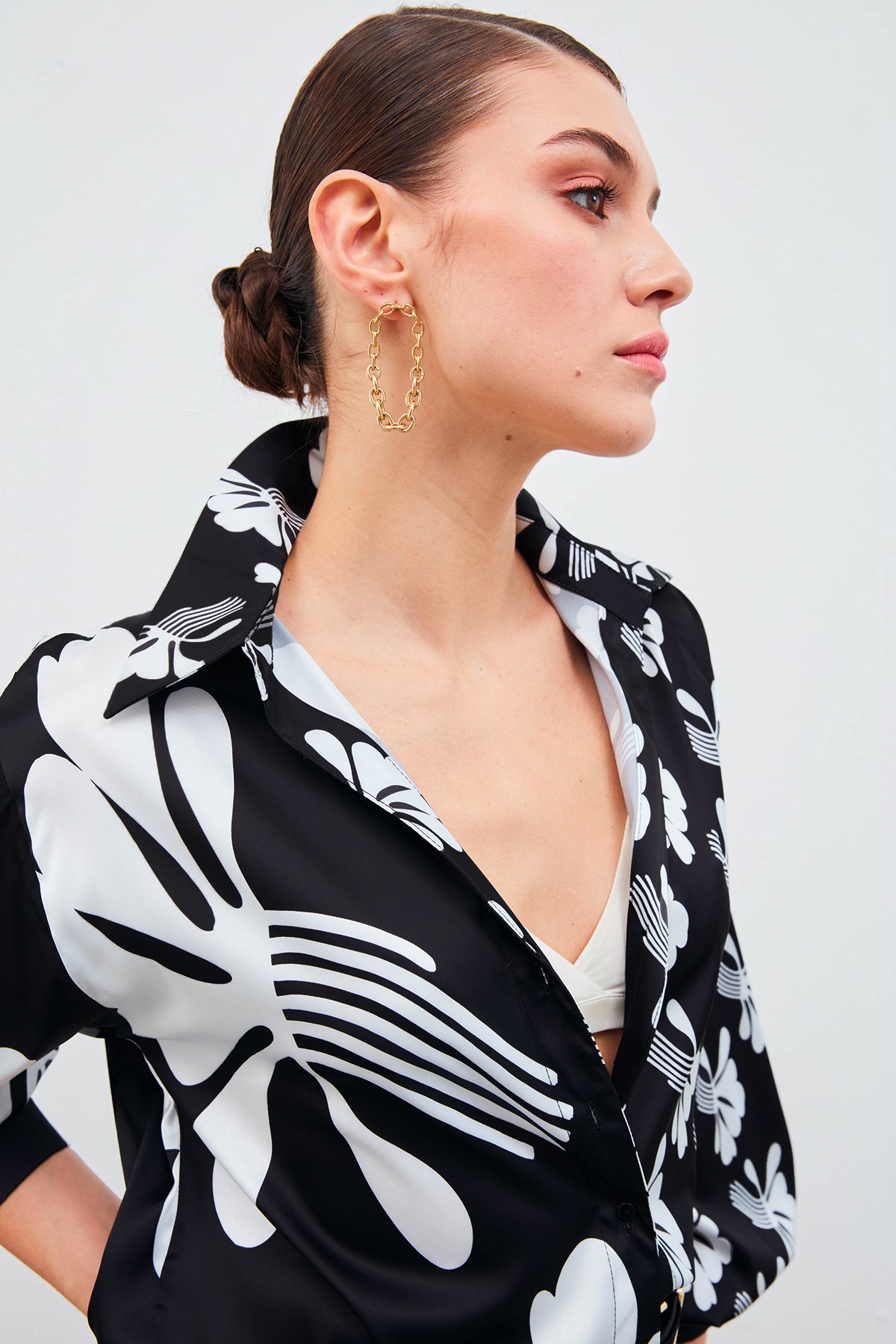 Salaş Desenli Gömlek - SİYAH