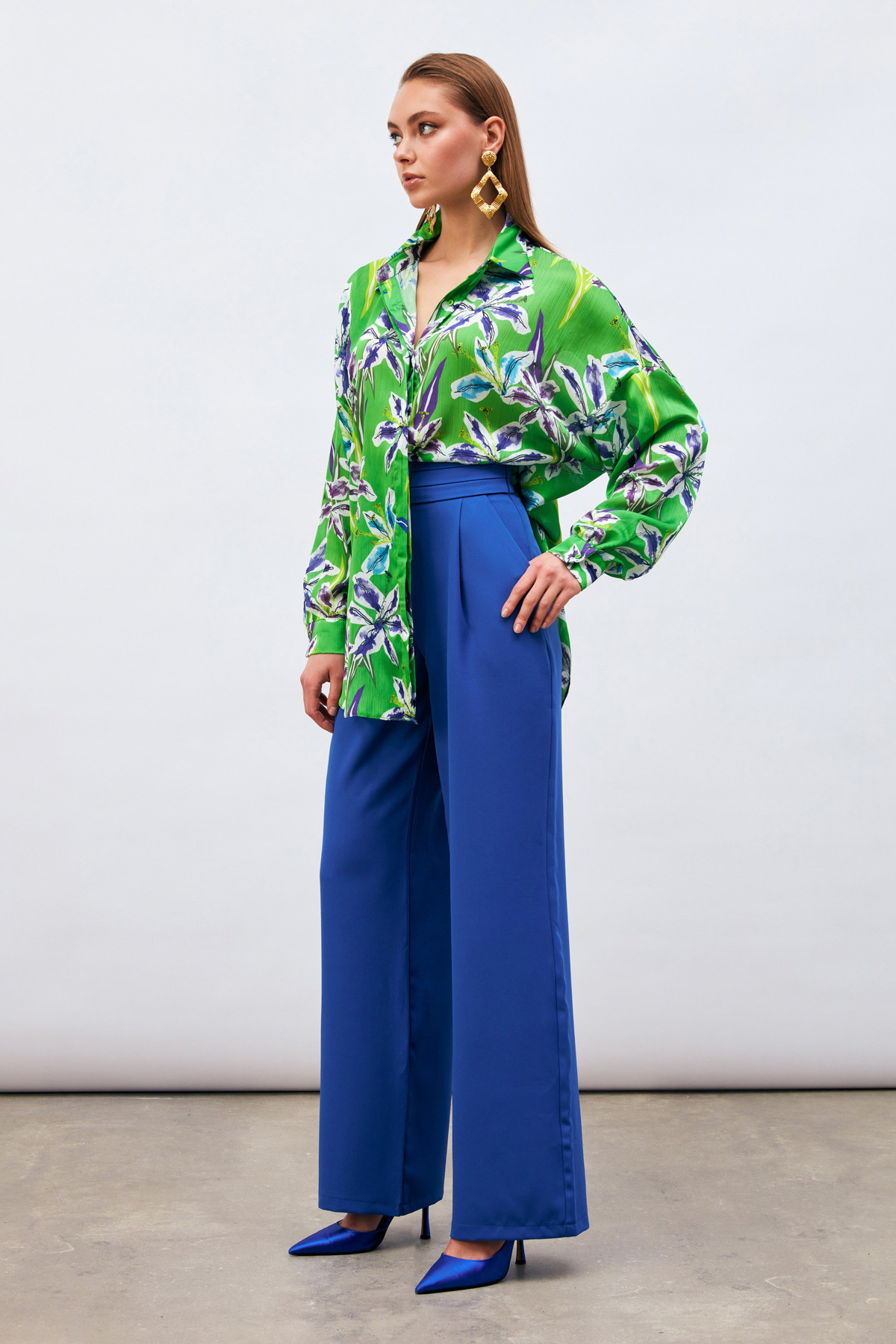 Salaş Desenli Gömlek - YEŞİL