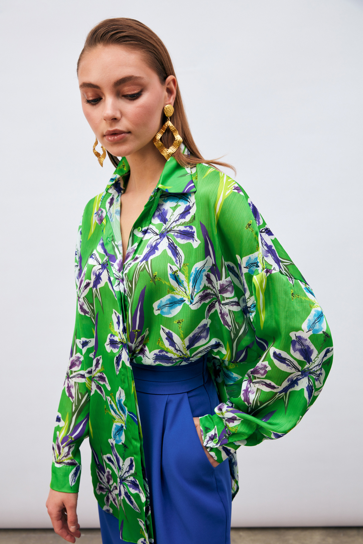 Salaş Desenli Gömlek - YEŞİL