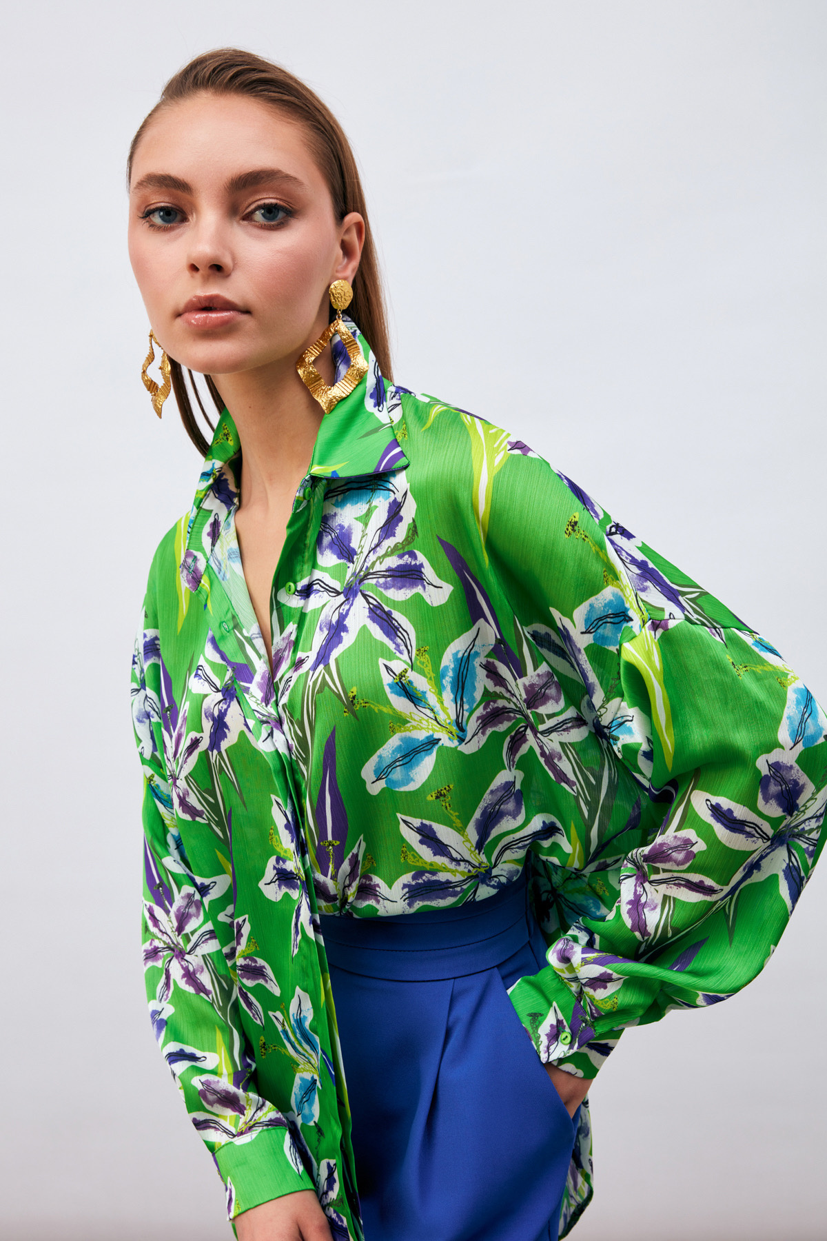 Salaş Desenli Gömlek - YEŞİL