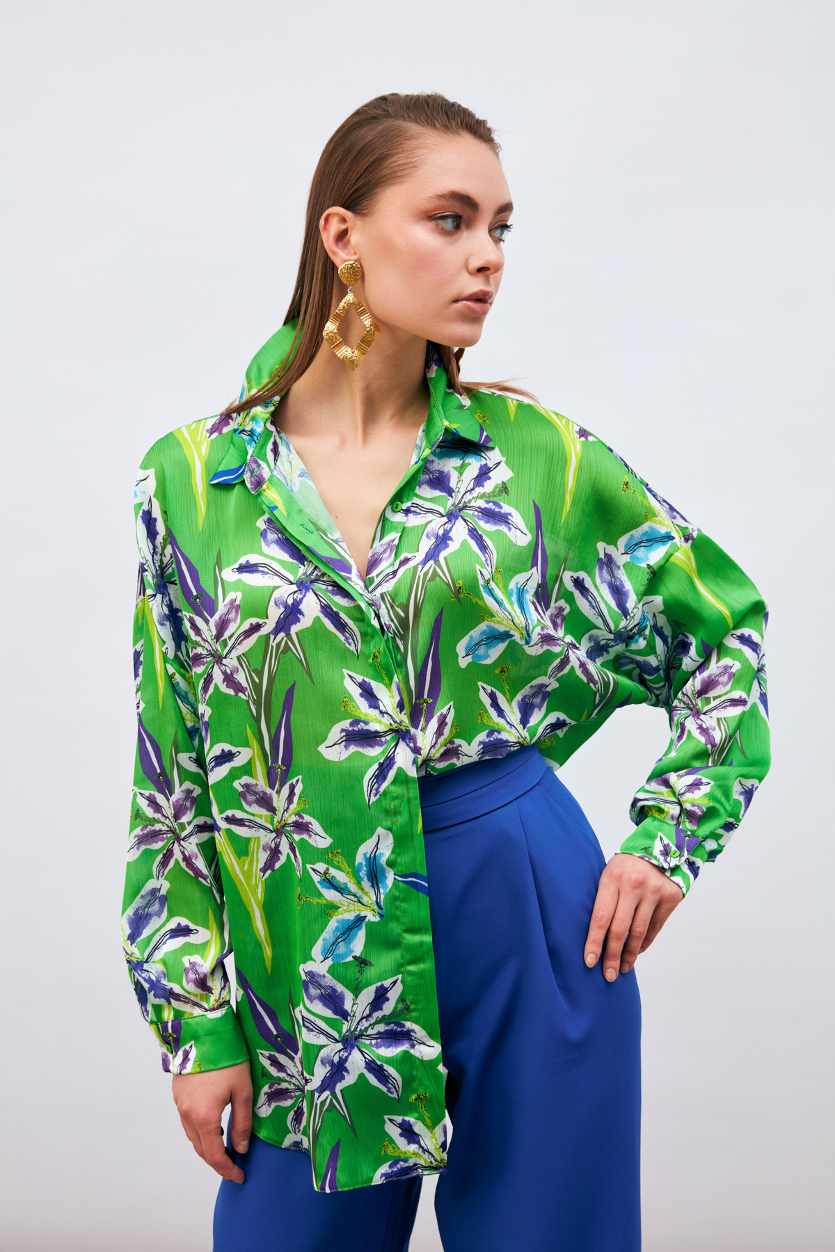 Salaş Desenli Gömlek - YEŞİL