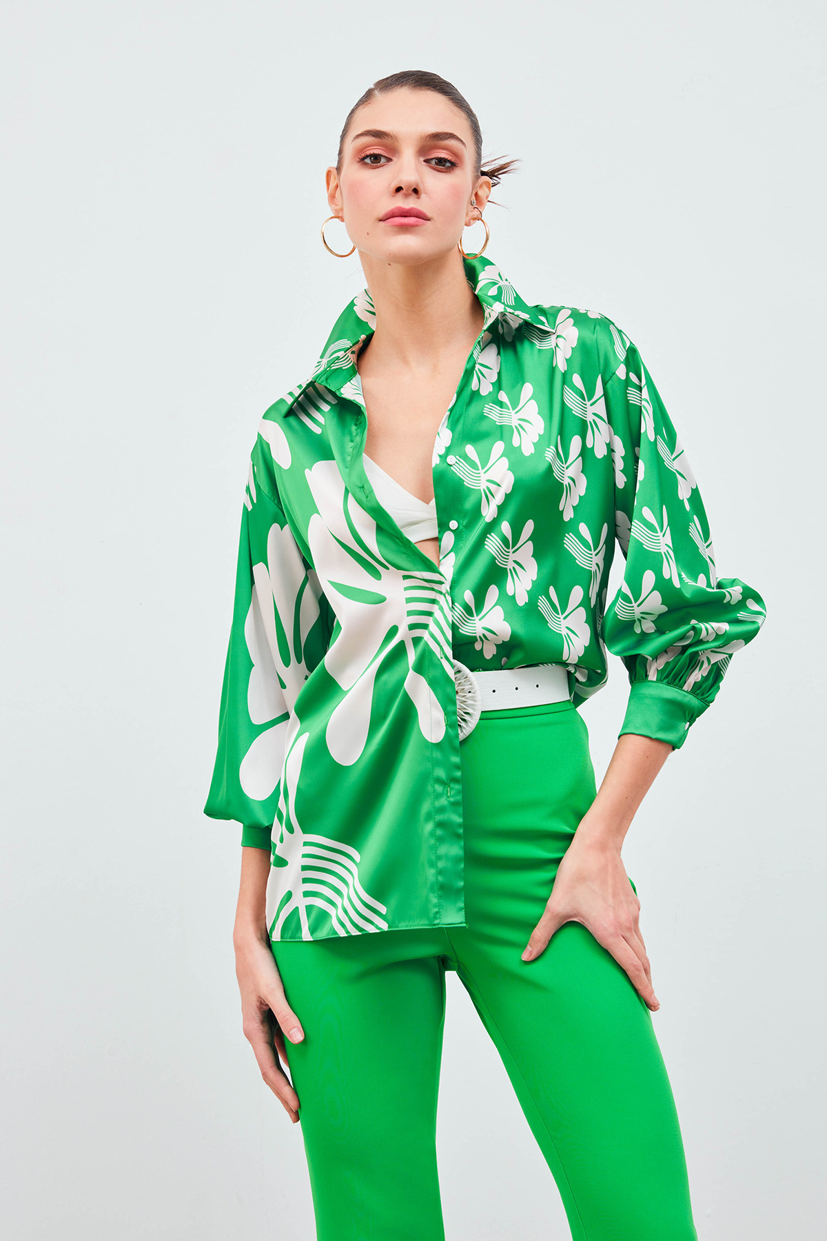 Salaş Desenli Gömlek - YEŞİL