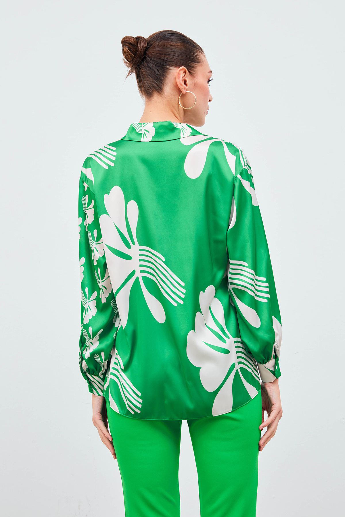 Salaş Desenli Gömlek - YEŞİL