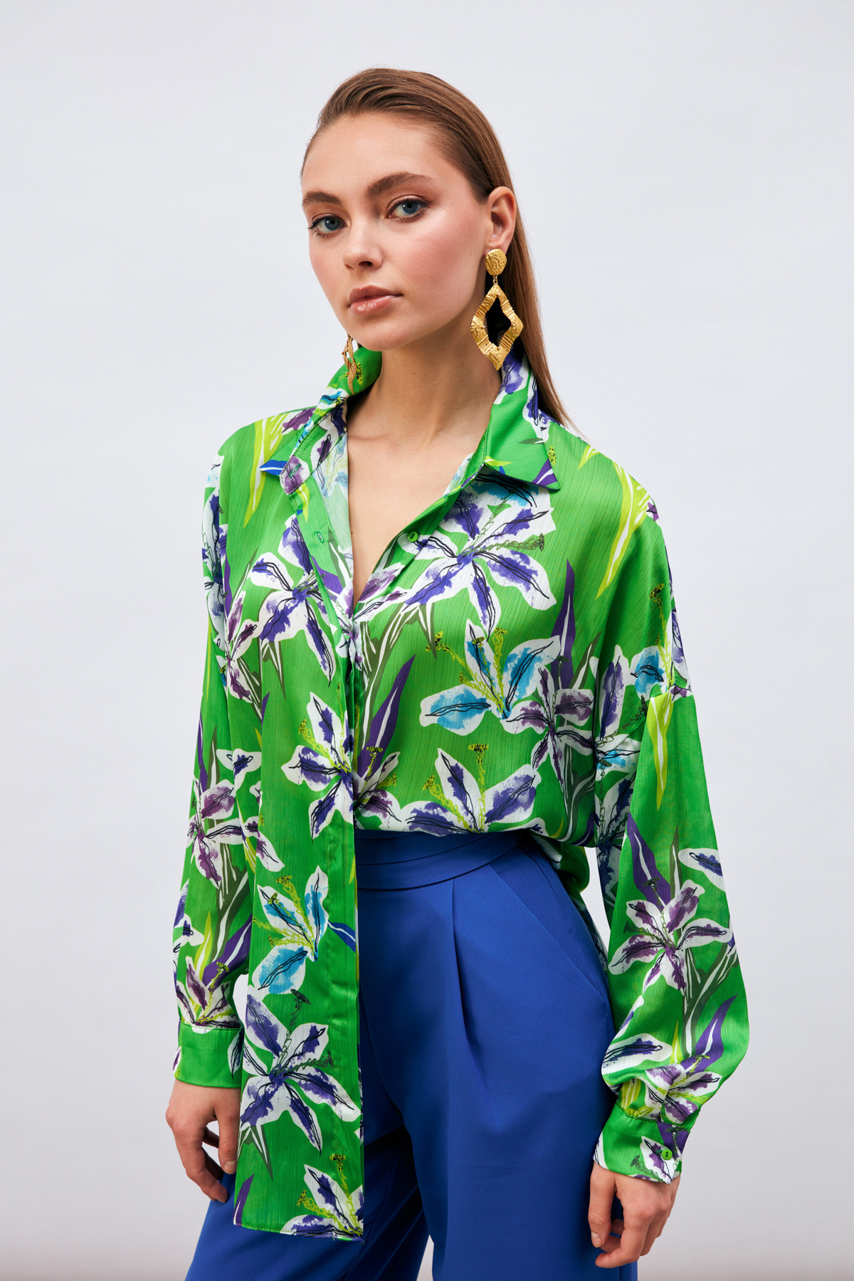 Salaş Desenli Gömlek - YEŞİL