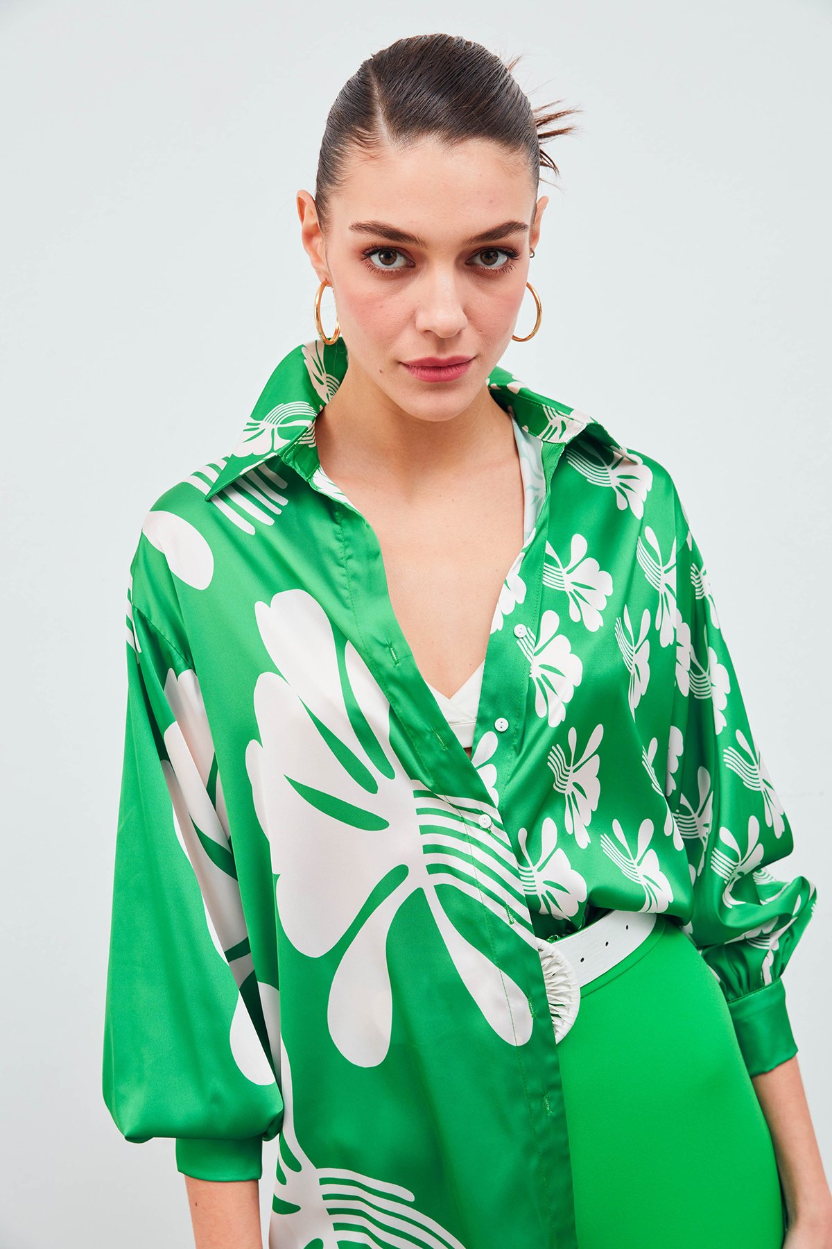 Salaş Desenli Gömlek - YEŞİL