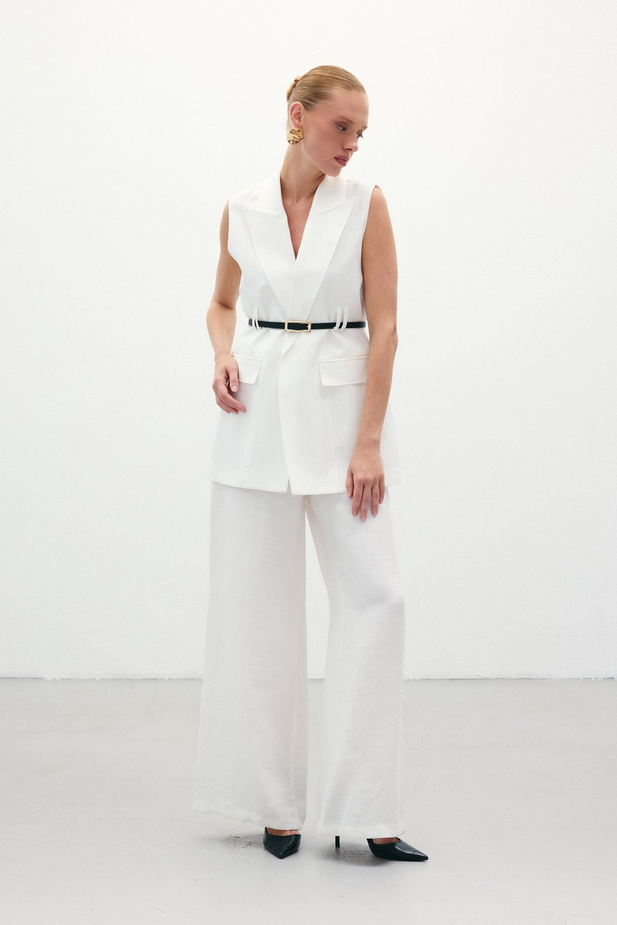 Salaş Keten Pantolon - Ekru