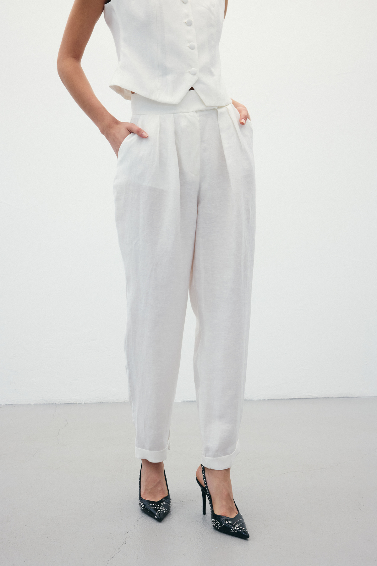 Salaş Keten Pantolon - Ekru