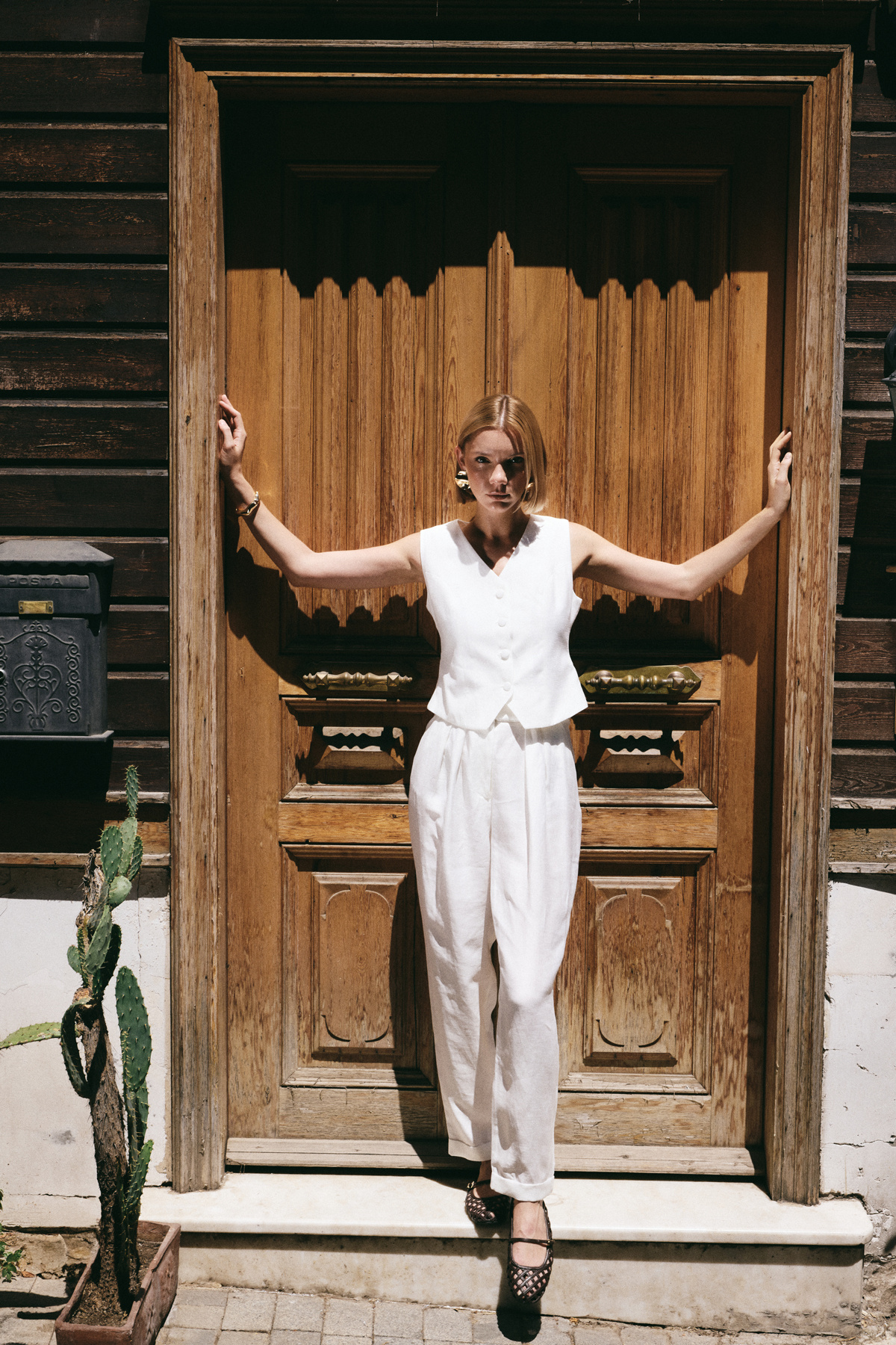 Salaş Keten Pantolon - Ekru