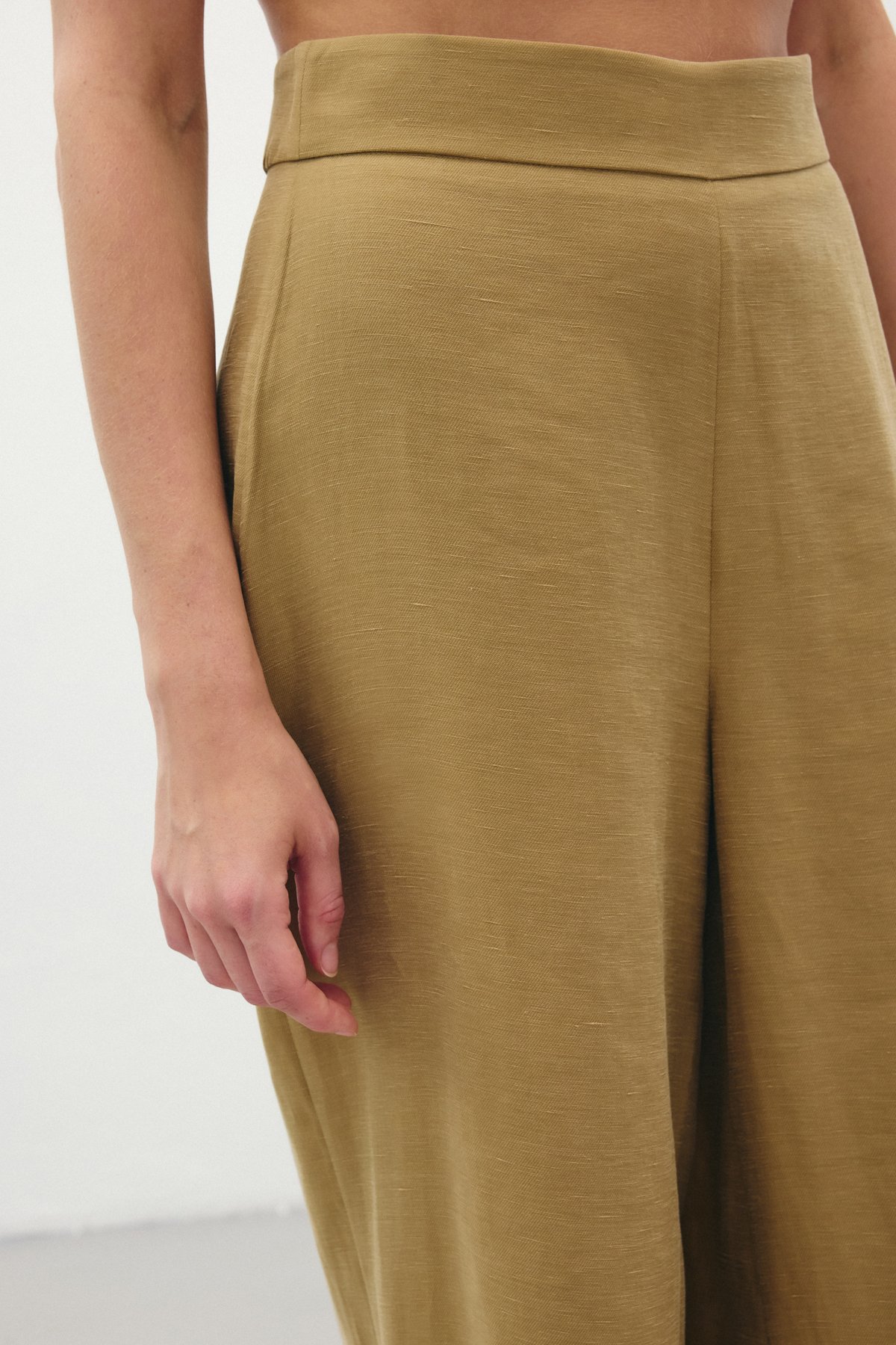 Salaş Keten Pantolon - Haki