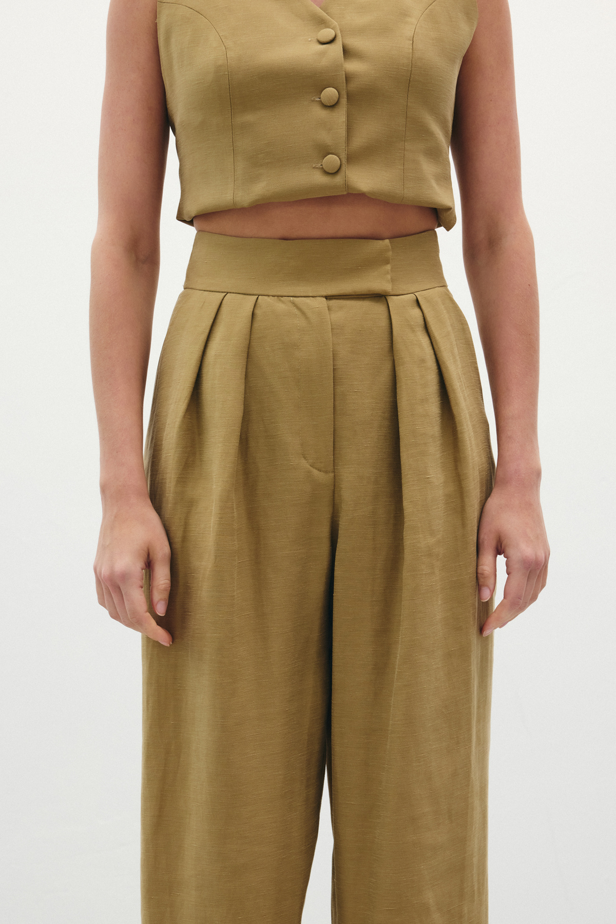 Salaş Keten Pantolon - Haki