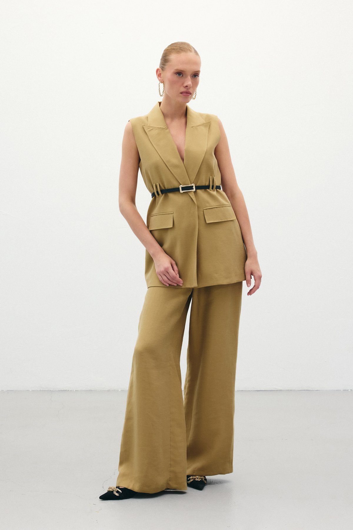 Salaş Keten Pantolon - Haki