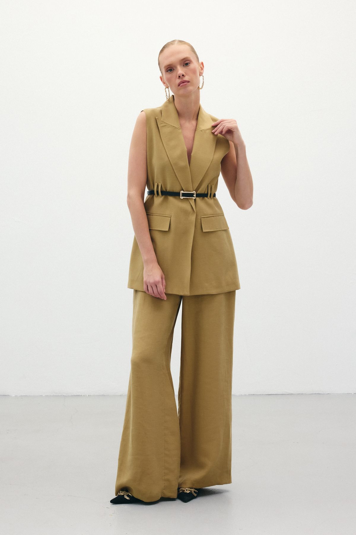 Salaş Keten Pantolon - Haki