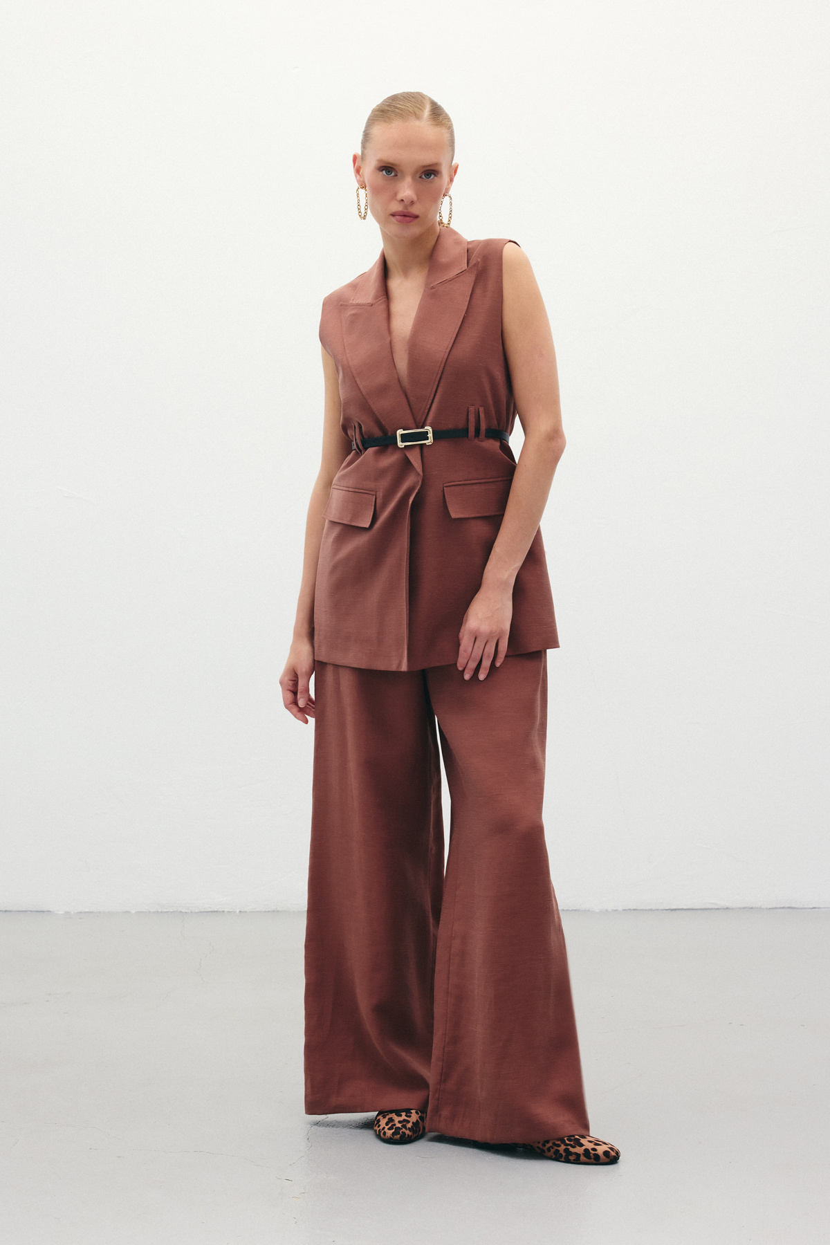 Salaş Keten Pantolon - Kahve