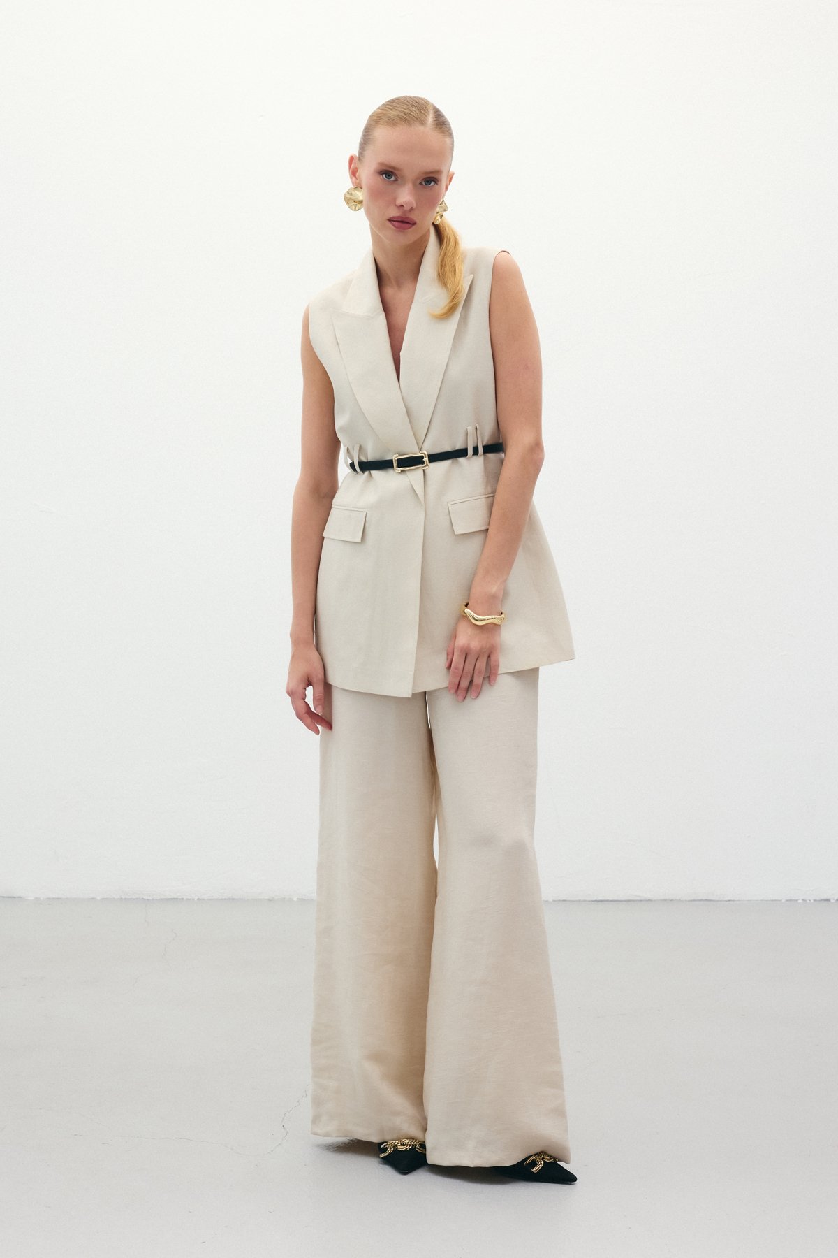 Salaş Keten Pantolon - Taş