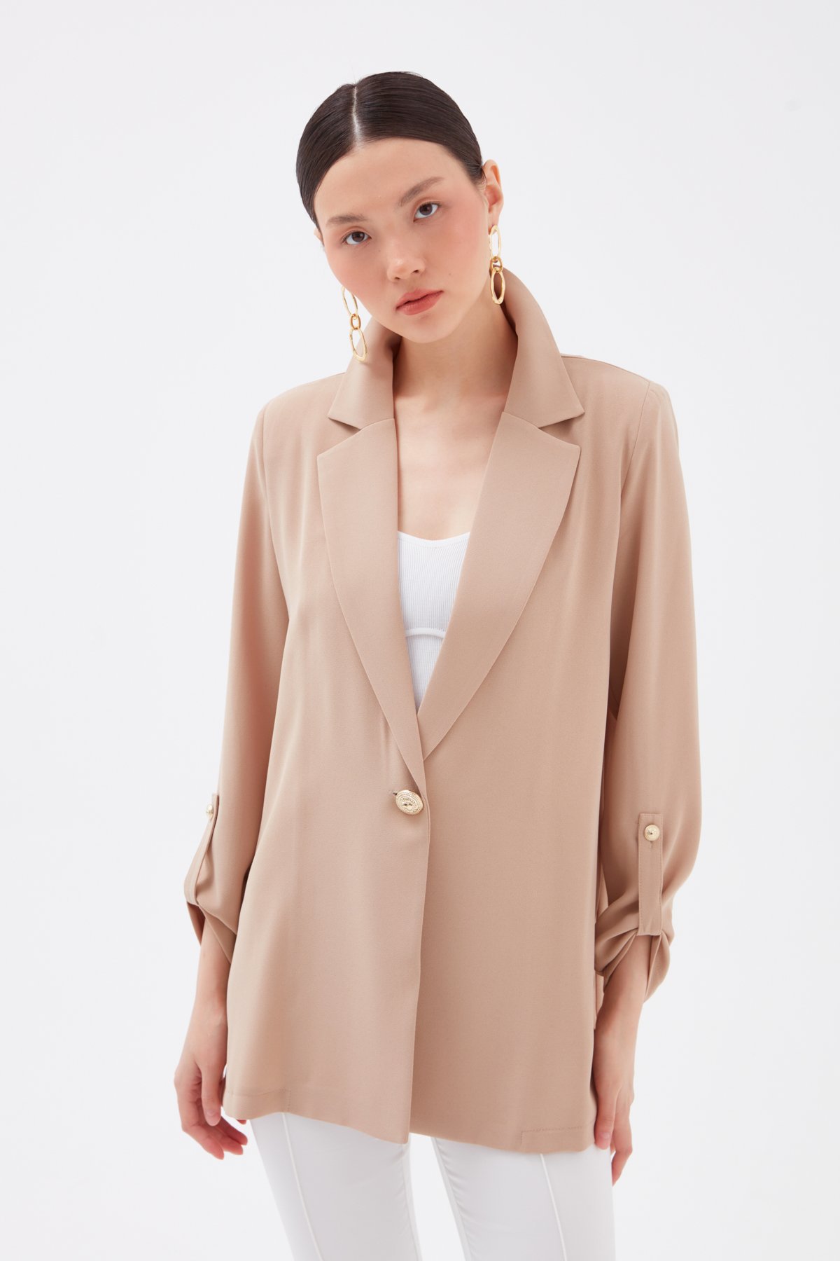 Salaş krep ceket - AÇIK BEJ