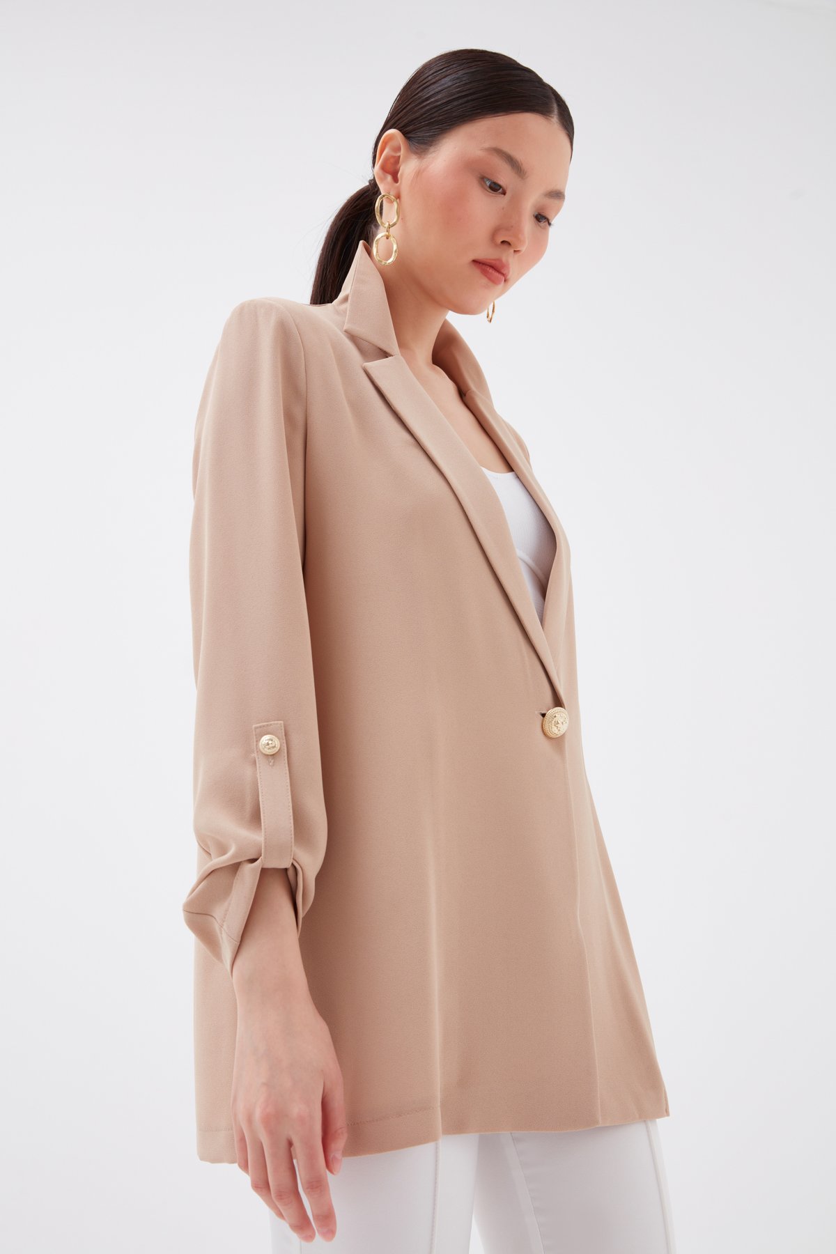 Salaş krep ceket - AÇIK BEJ