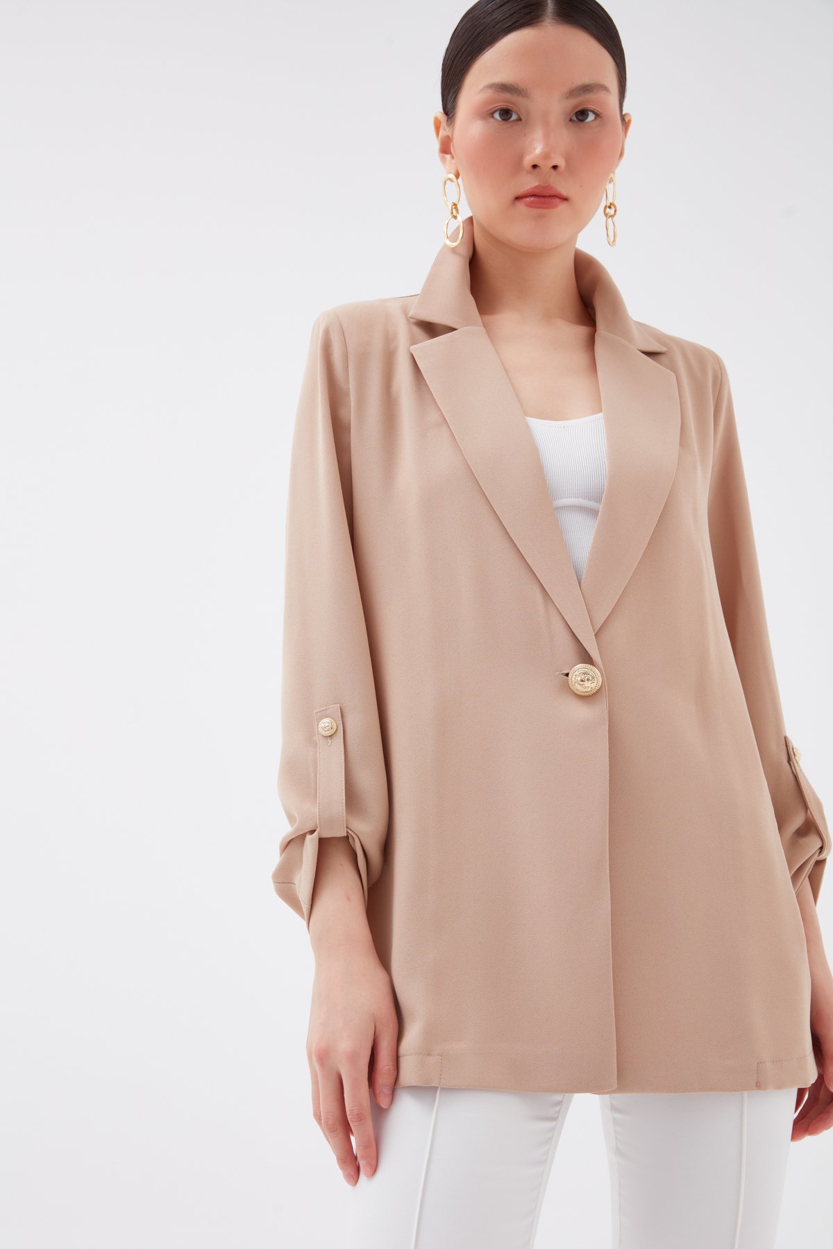 Salaş krep ceket - AÇIK BEJ