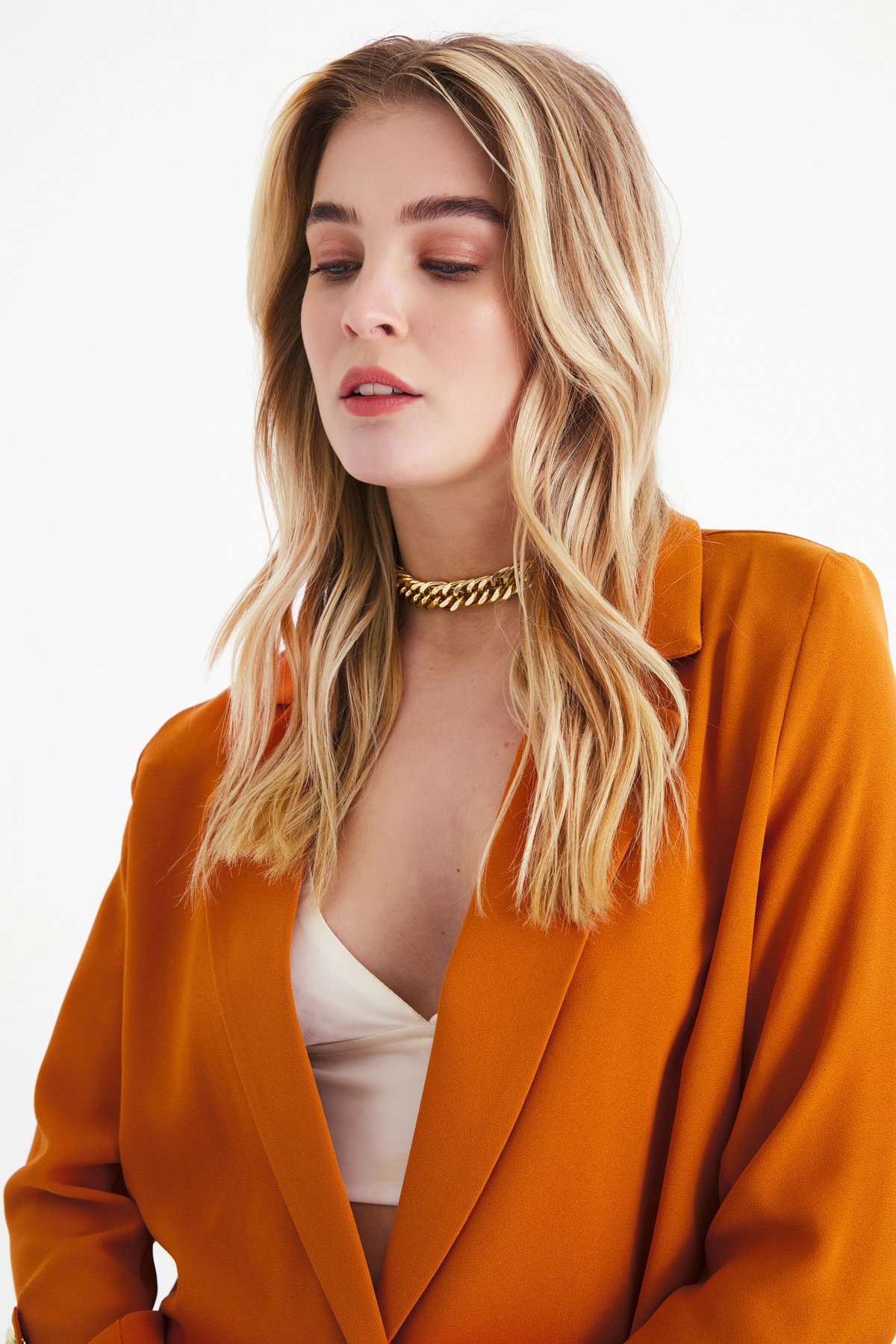 Salaş krep ceket - KİREMİT