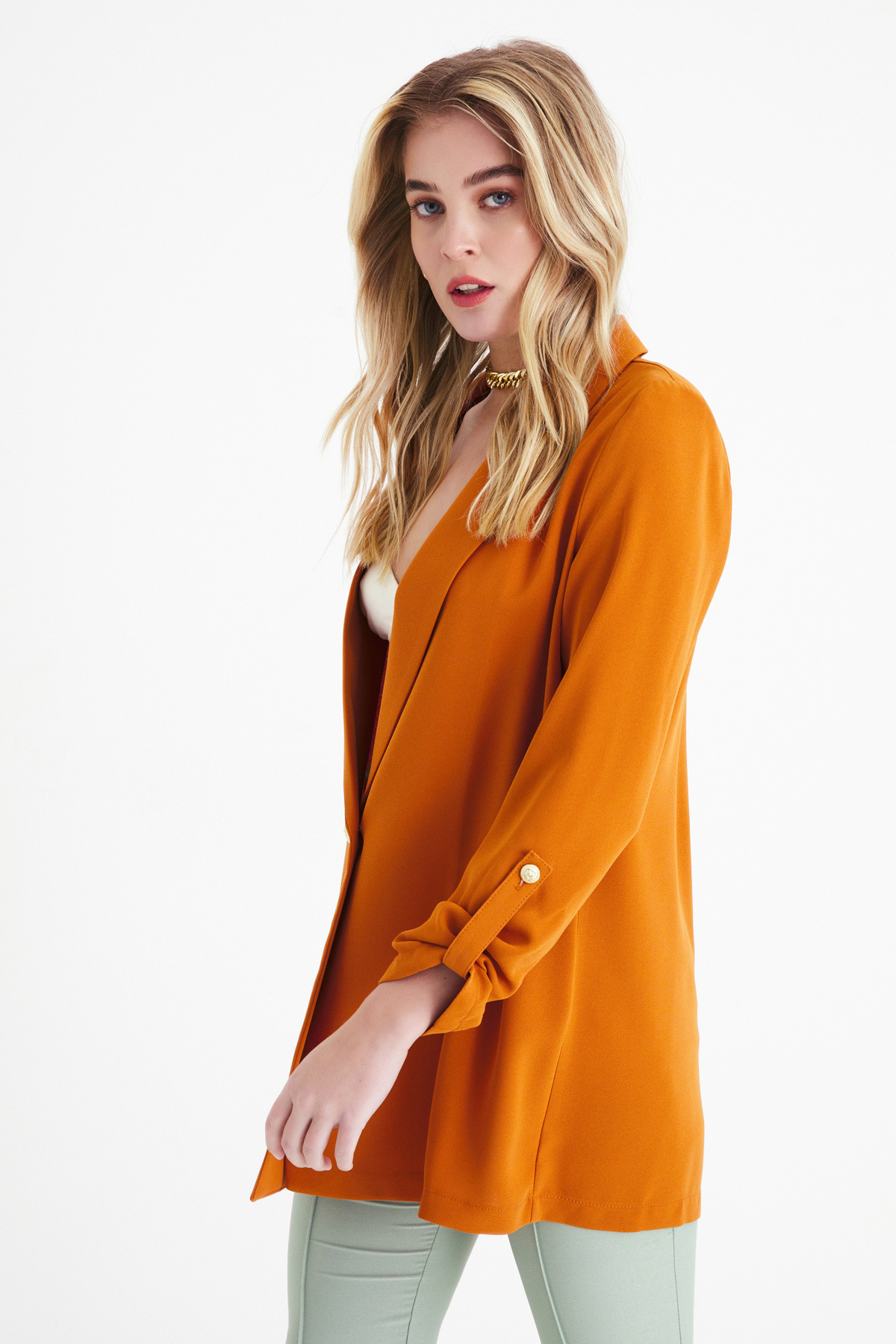 Salaş krep ceket - KİREMİT