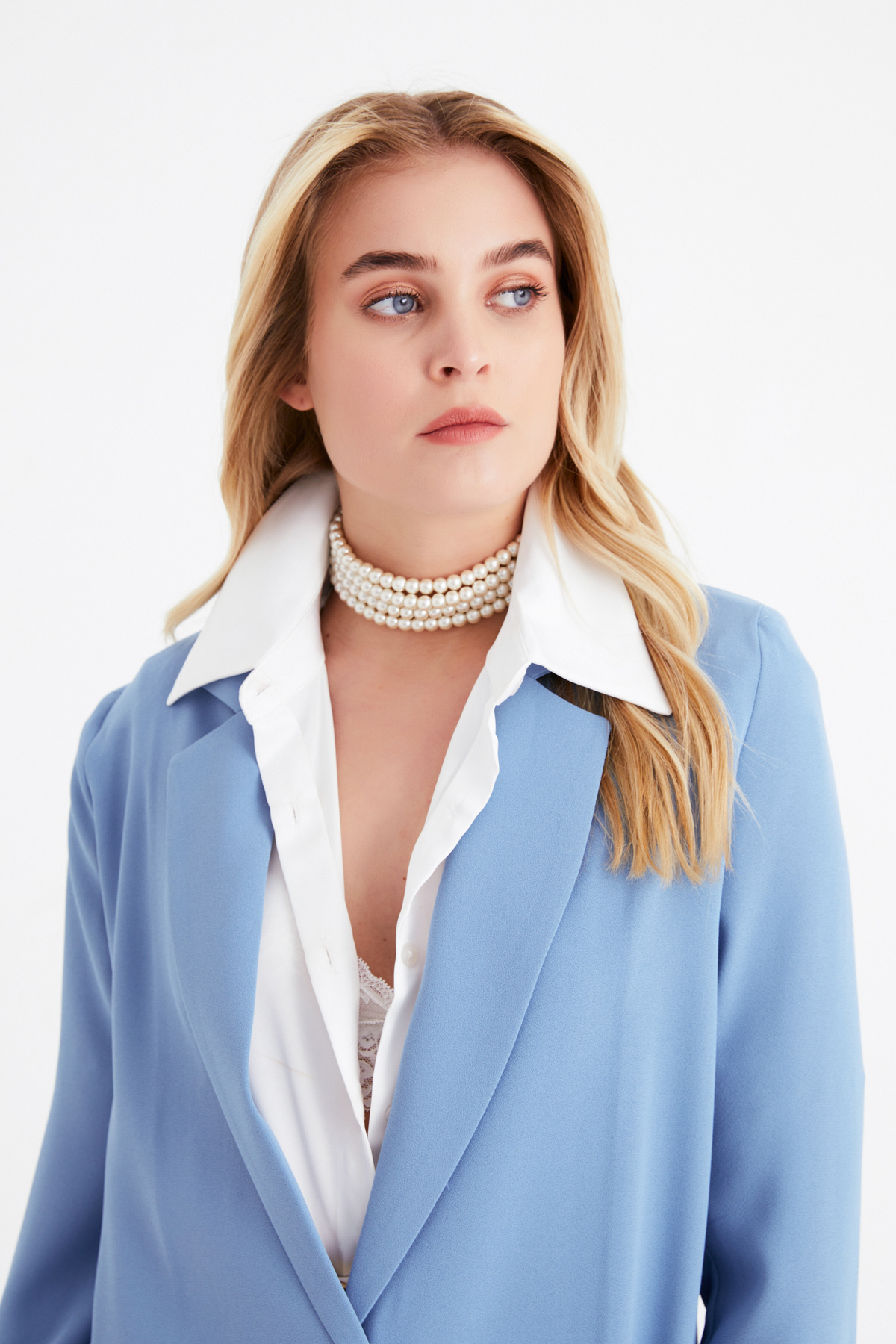 Salaş krep ceket - MAVİ