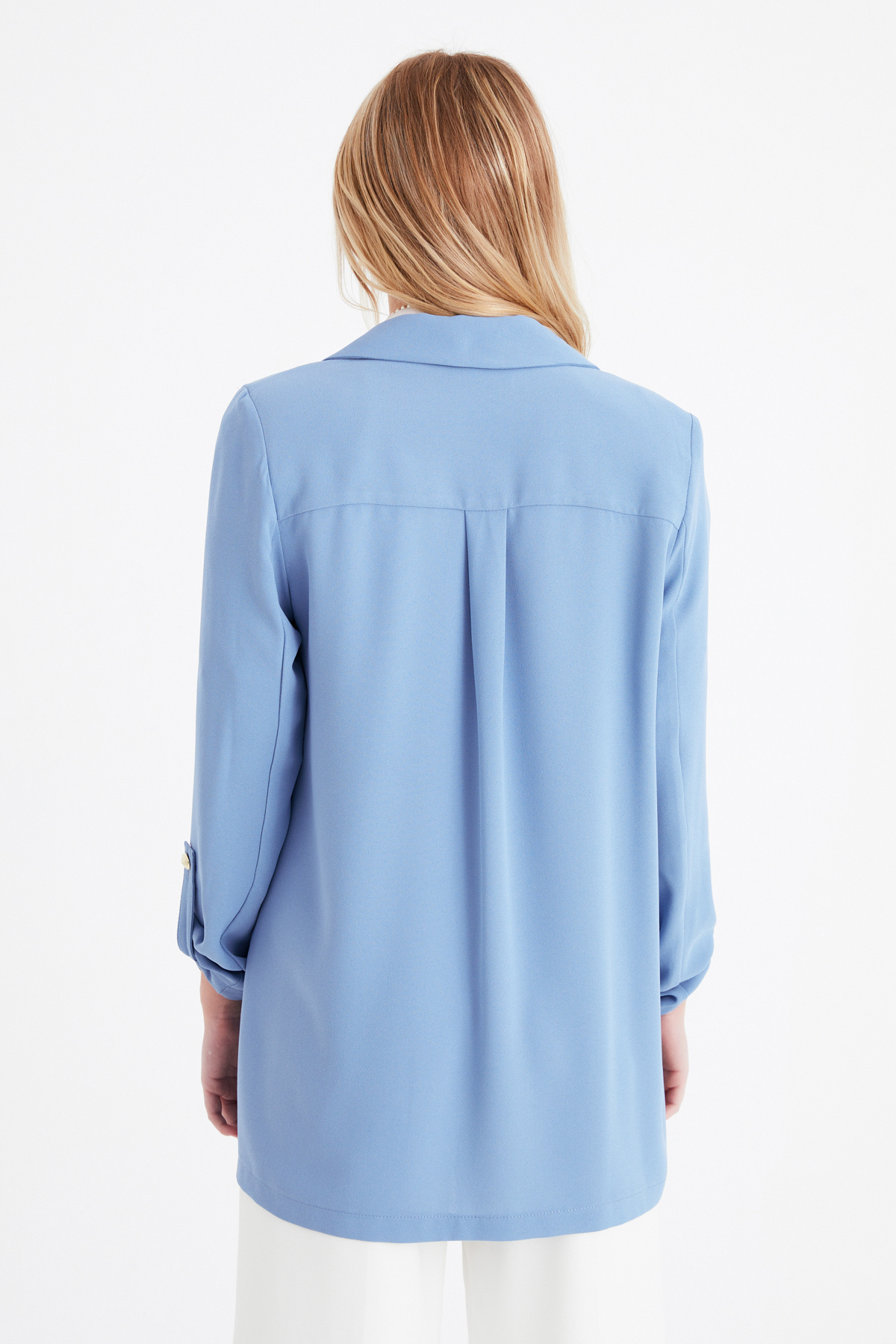 Salaş krep ceket - MAVİ