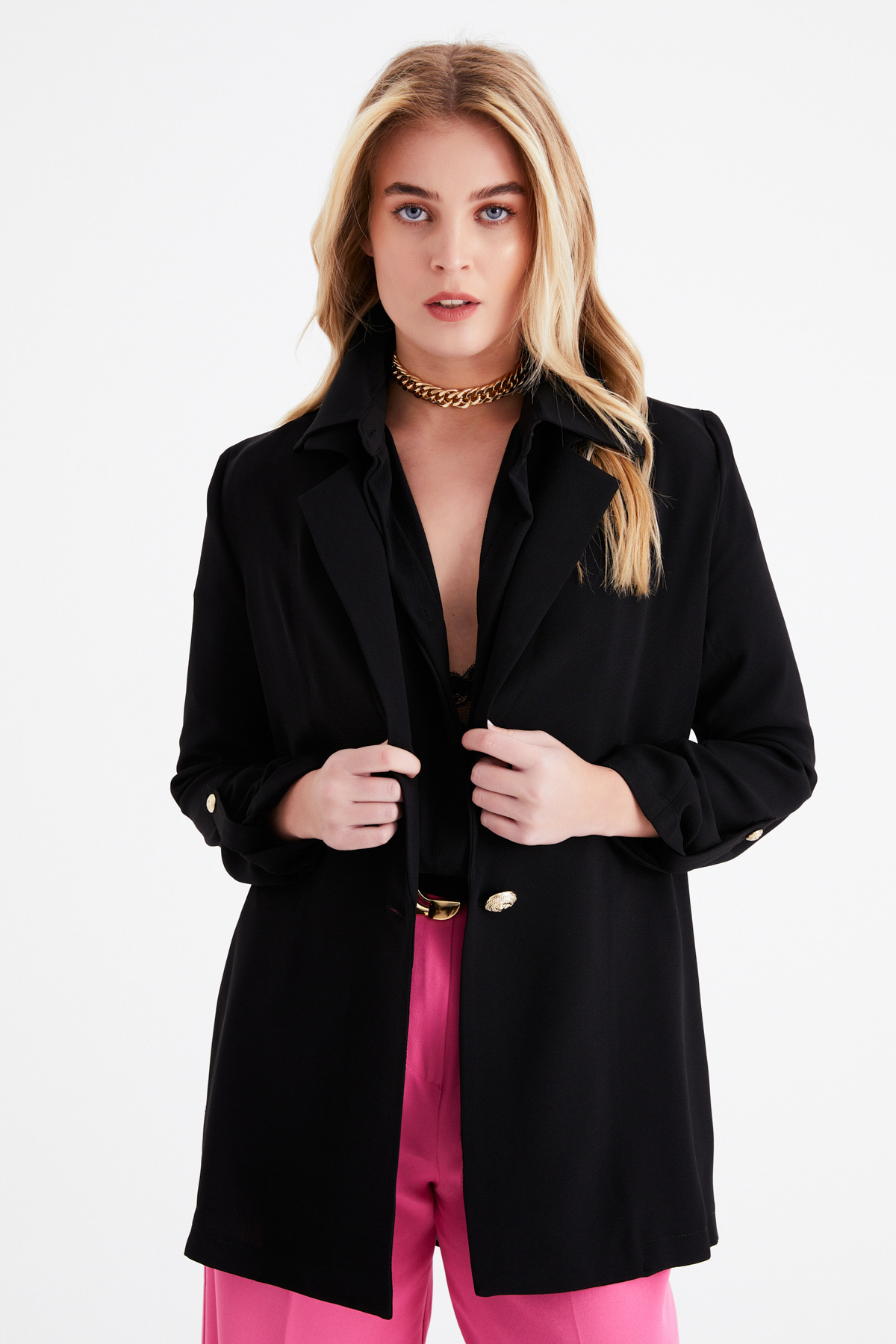 Salaş krep ceket - SİYAH