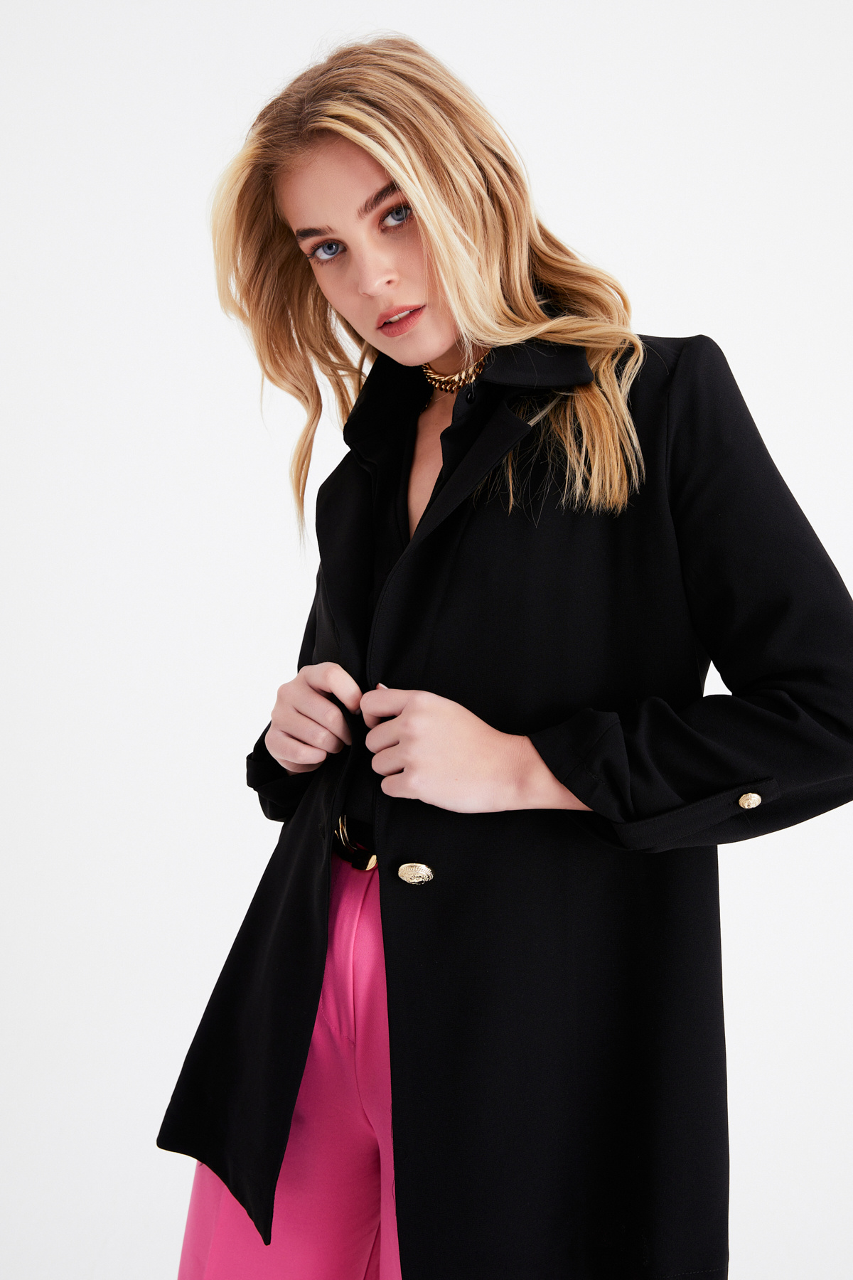 Salaş krep ceket - SİYAH