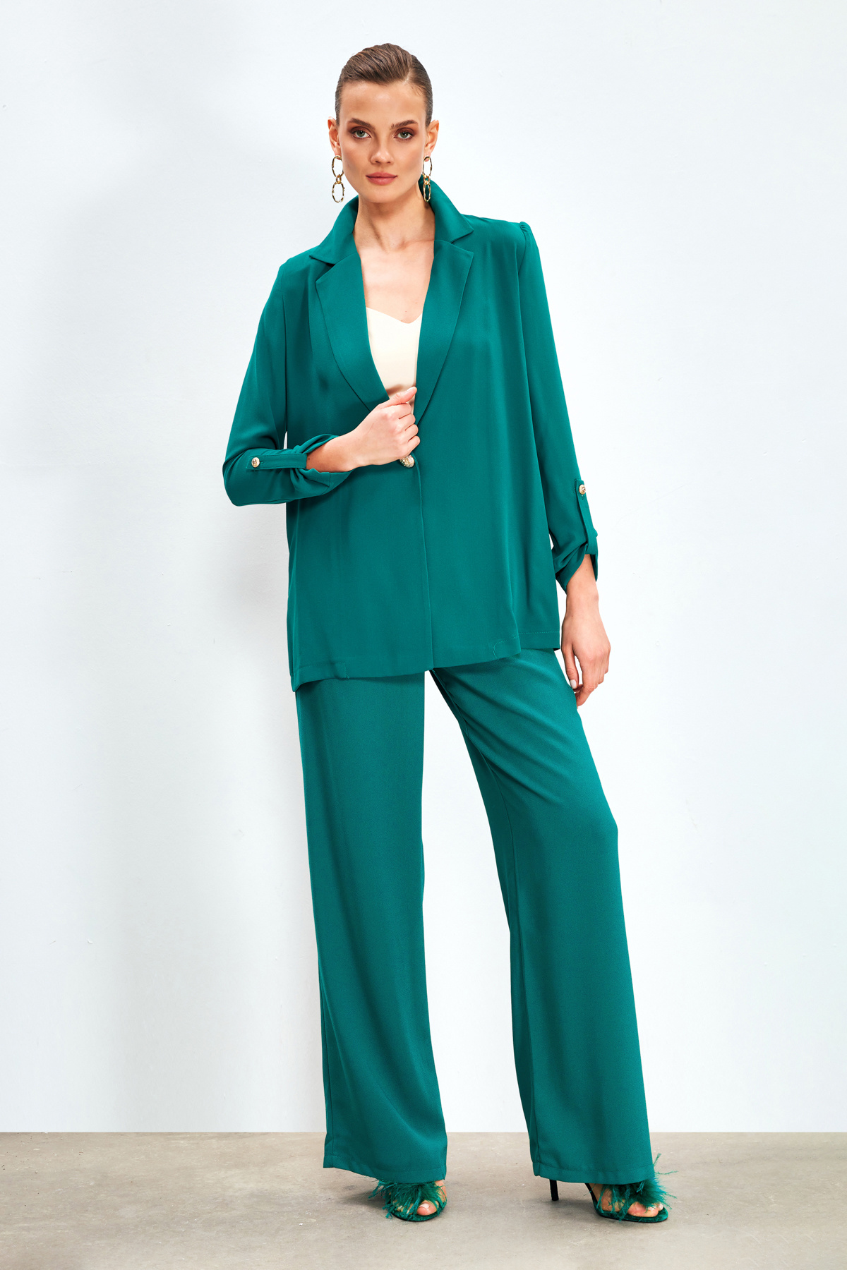 Salaş Krep Ceket - YEŞİL