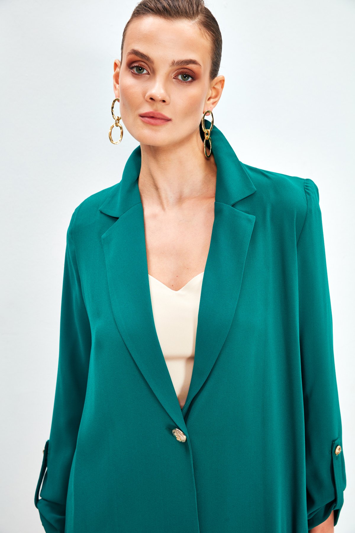 Salaş Krep Ceket - YEŞİL