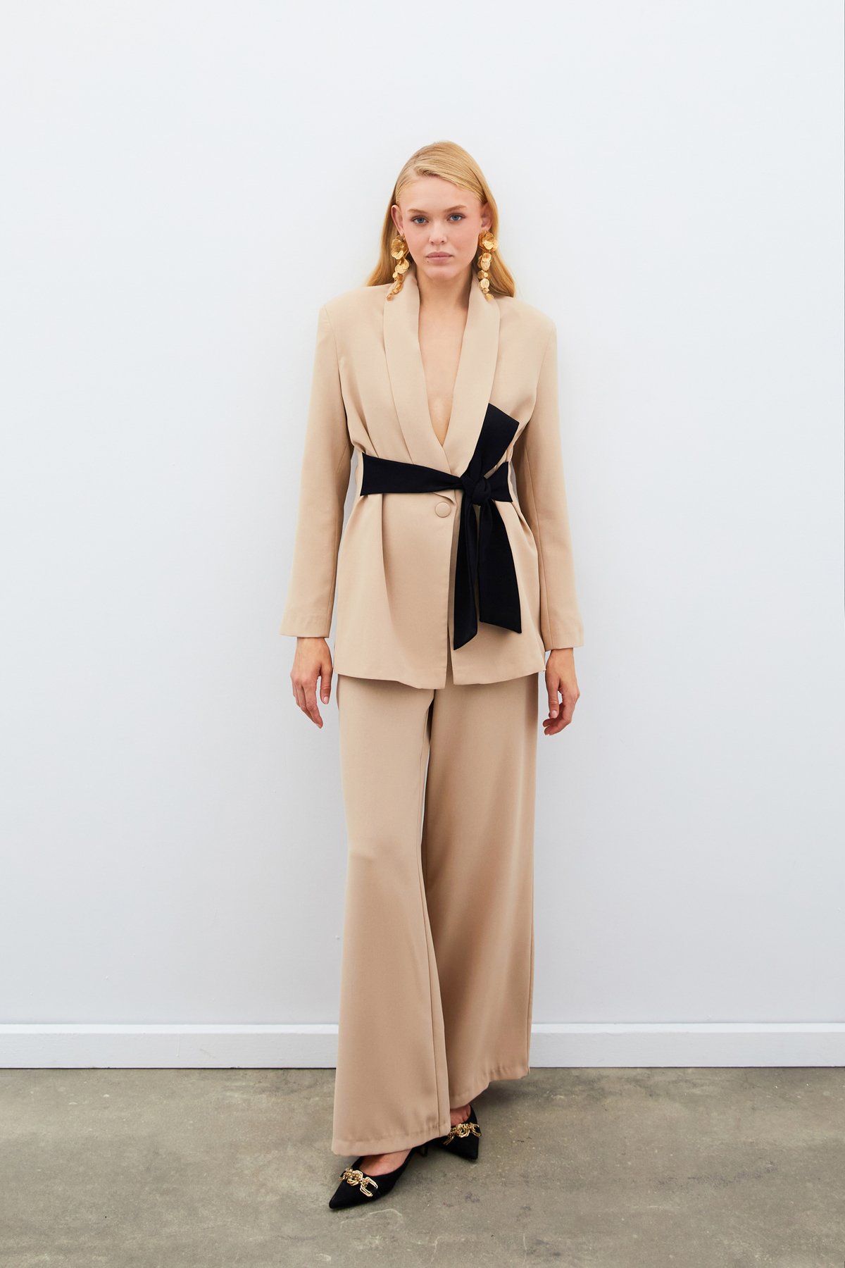 Salaş Krep Pantolon - BEJ