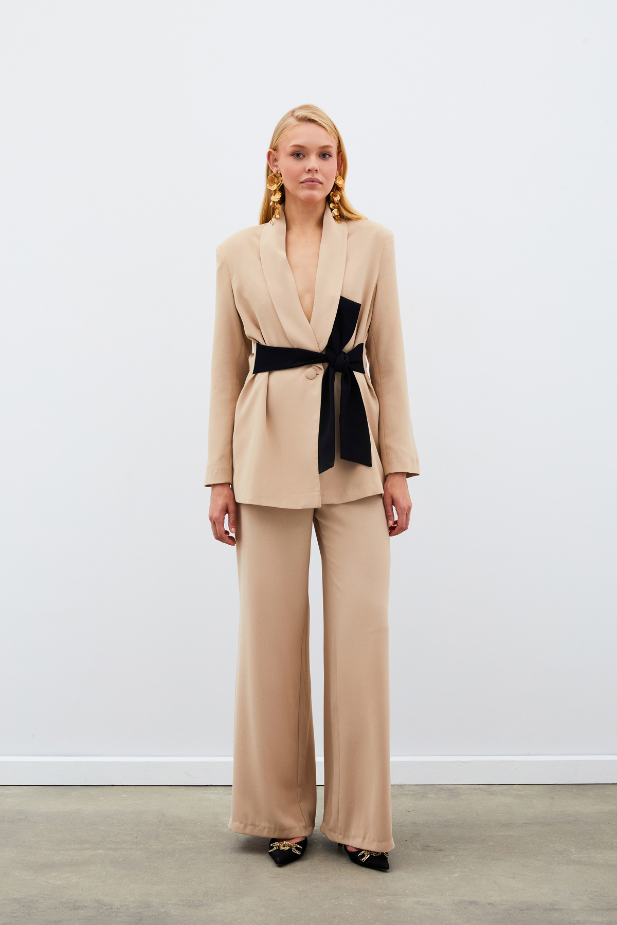 Salaş Krep Pantolon - BEJ