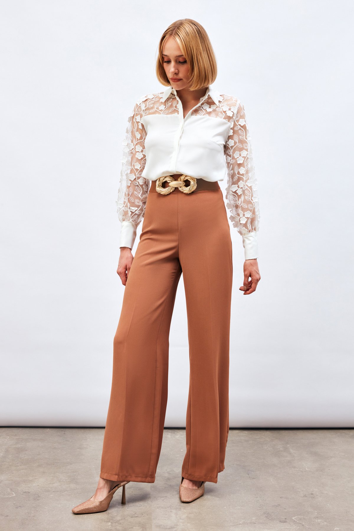 Salaş Krep Pantolon - CAMEL