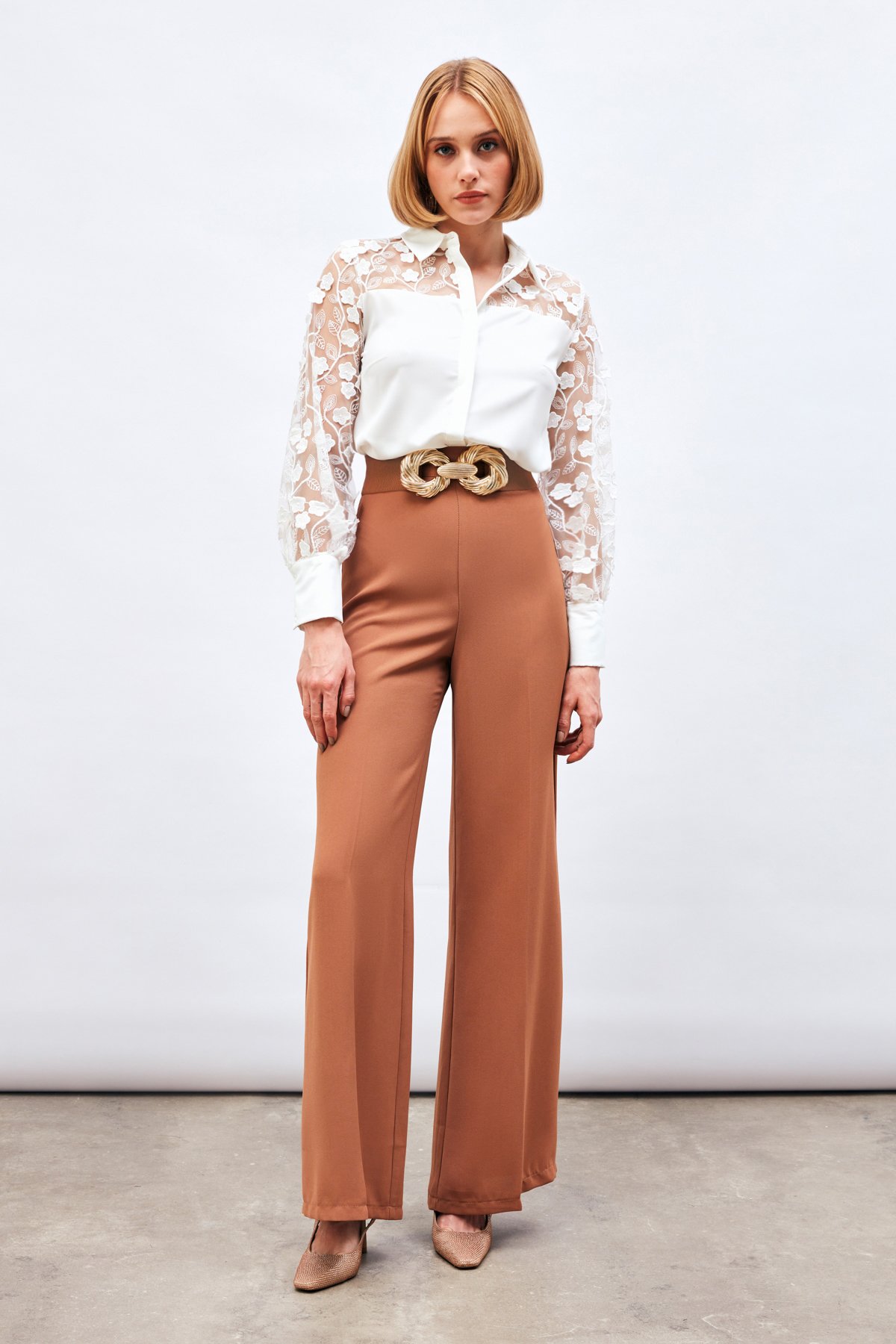 Salaş Krep Pantolon - CAMEL