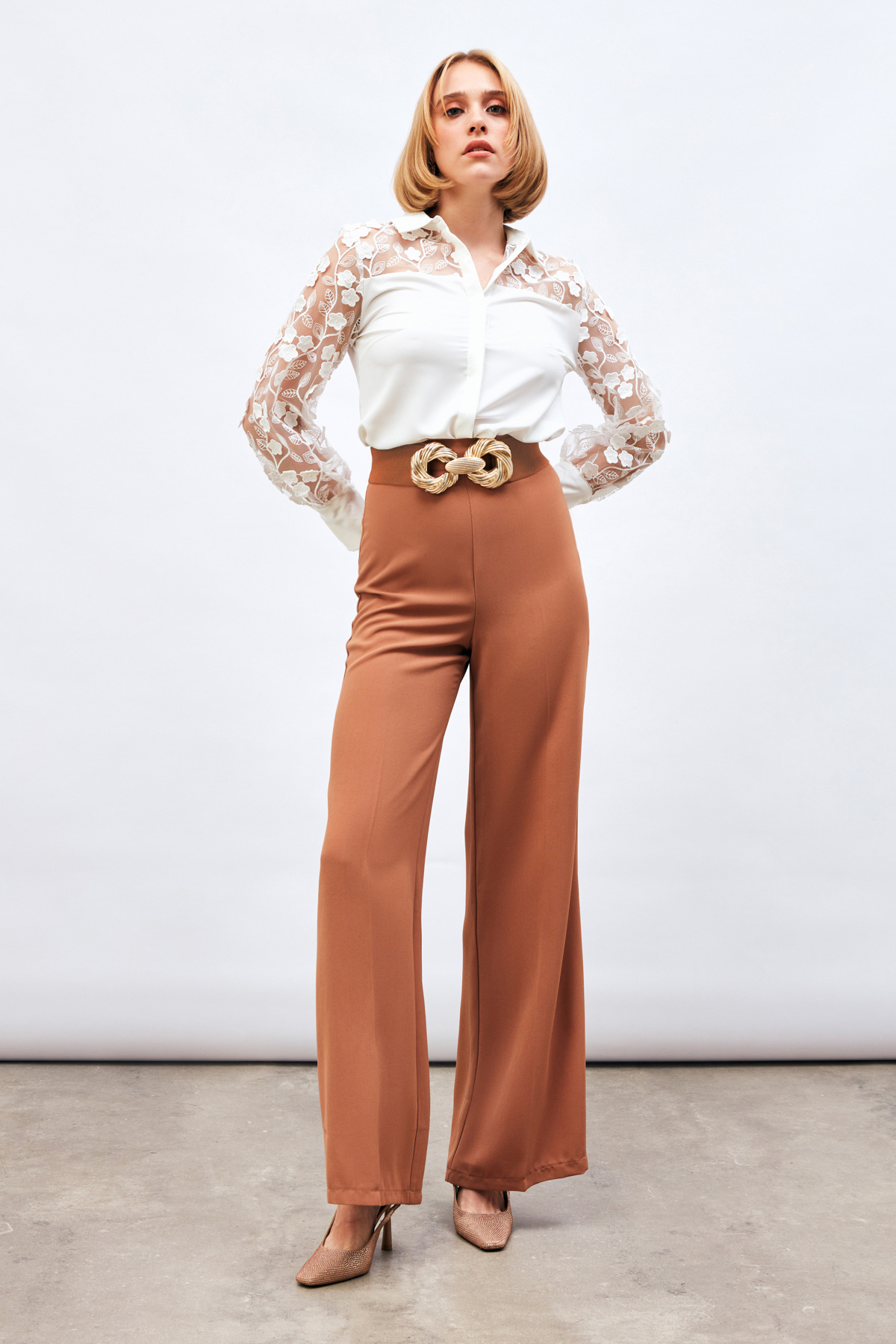 Salaş Krep Pantolon - CAMEL