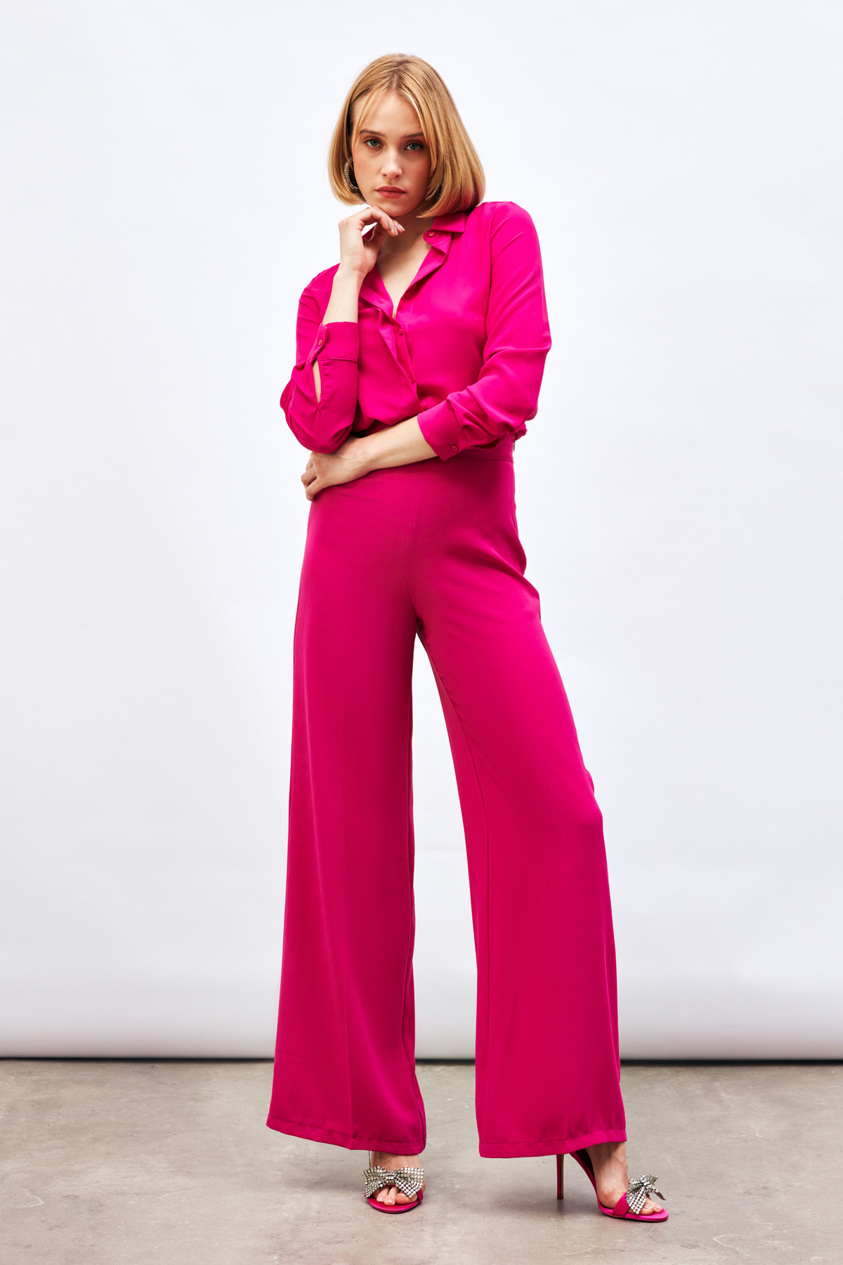 Salaş Krep Pantolon - FUŞYA