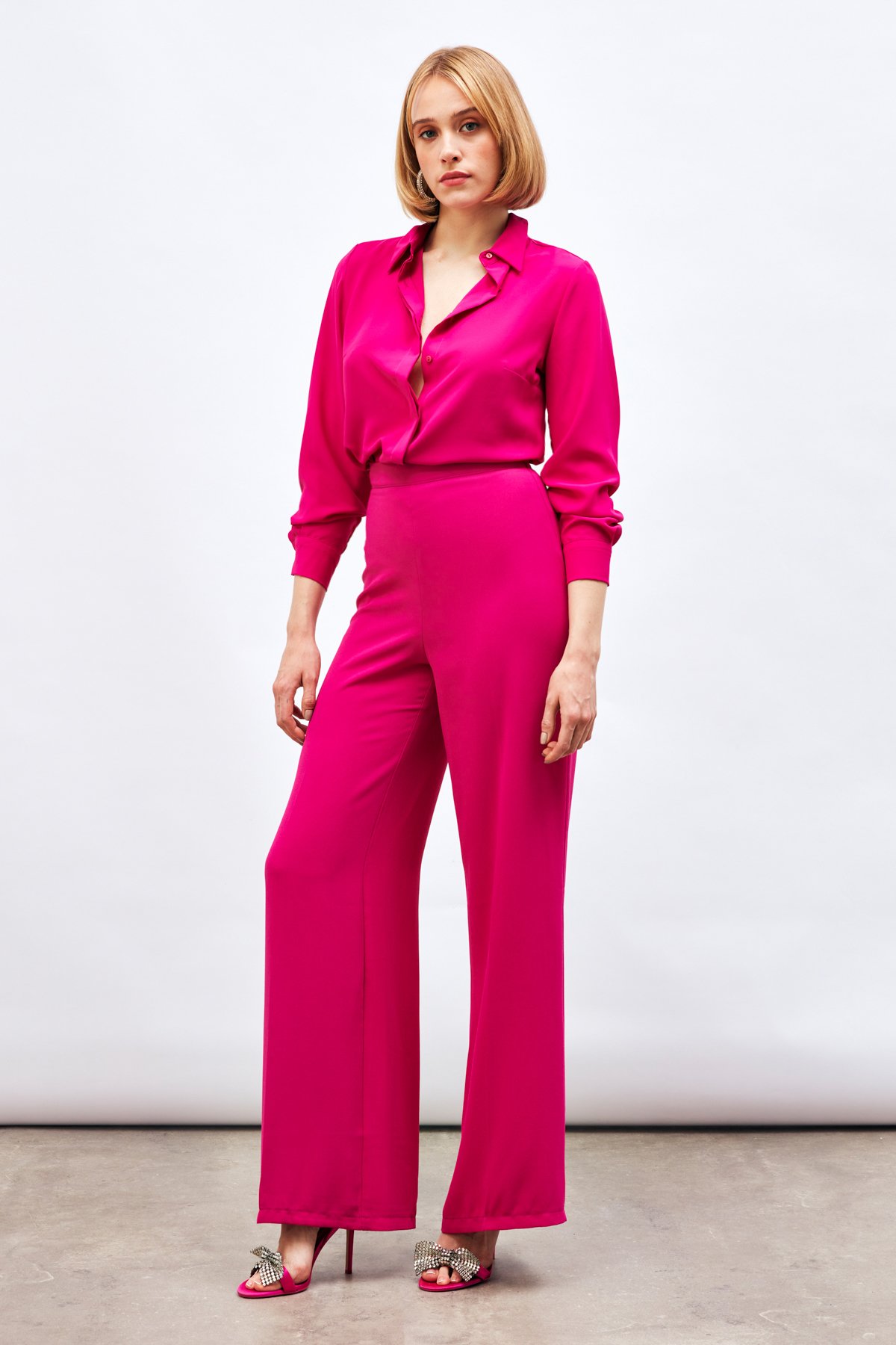 Salaş Krep Pantolon - FUŞYA