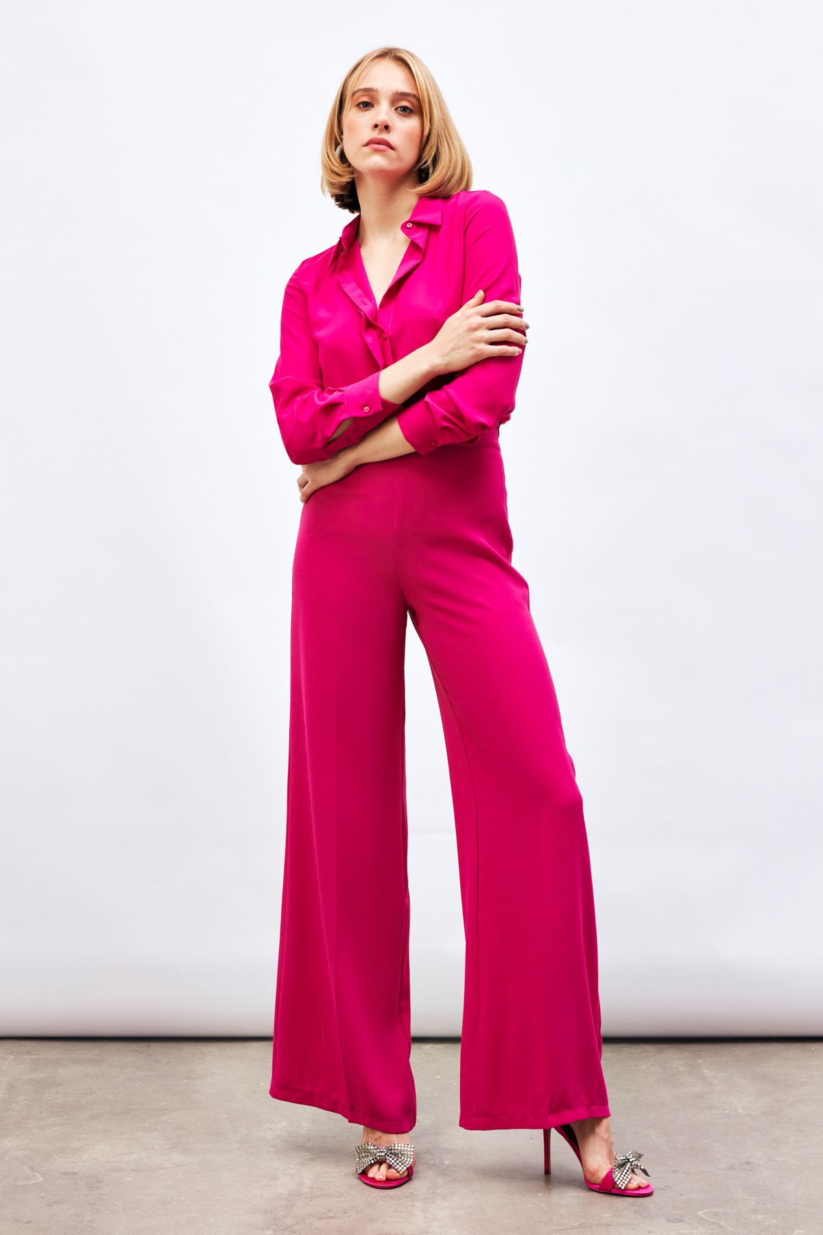 Salaş Krep Pantolon - FUŞYA