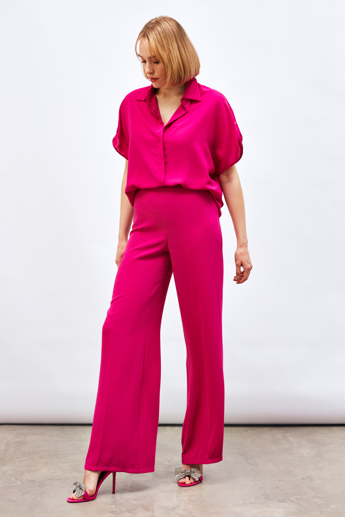 Salaş Krep Pantolon - FUŞYA