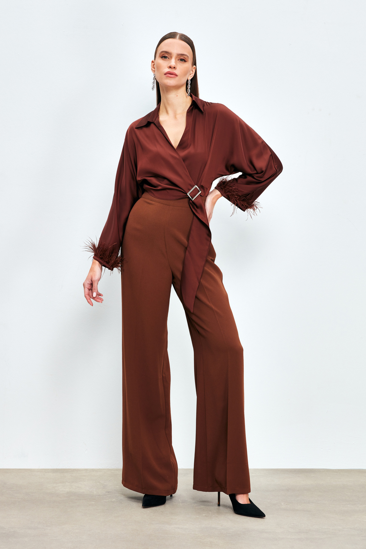 Salaş Krep Pantolon - KAHVE