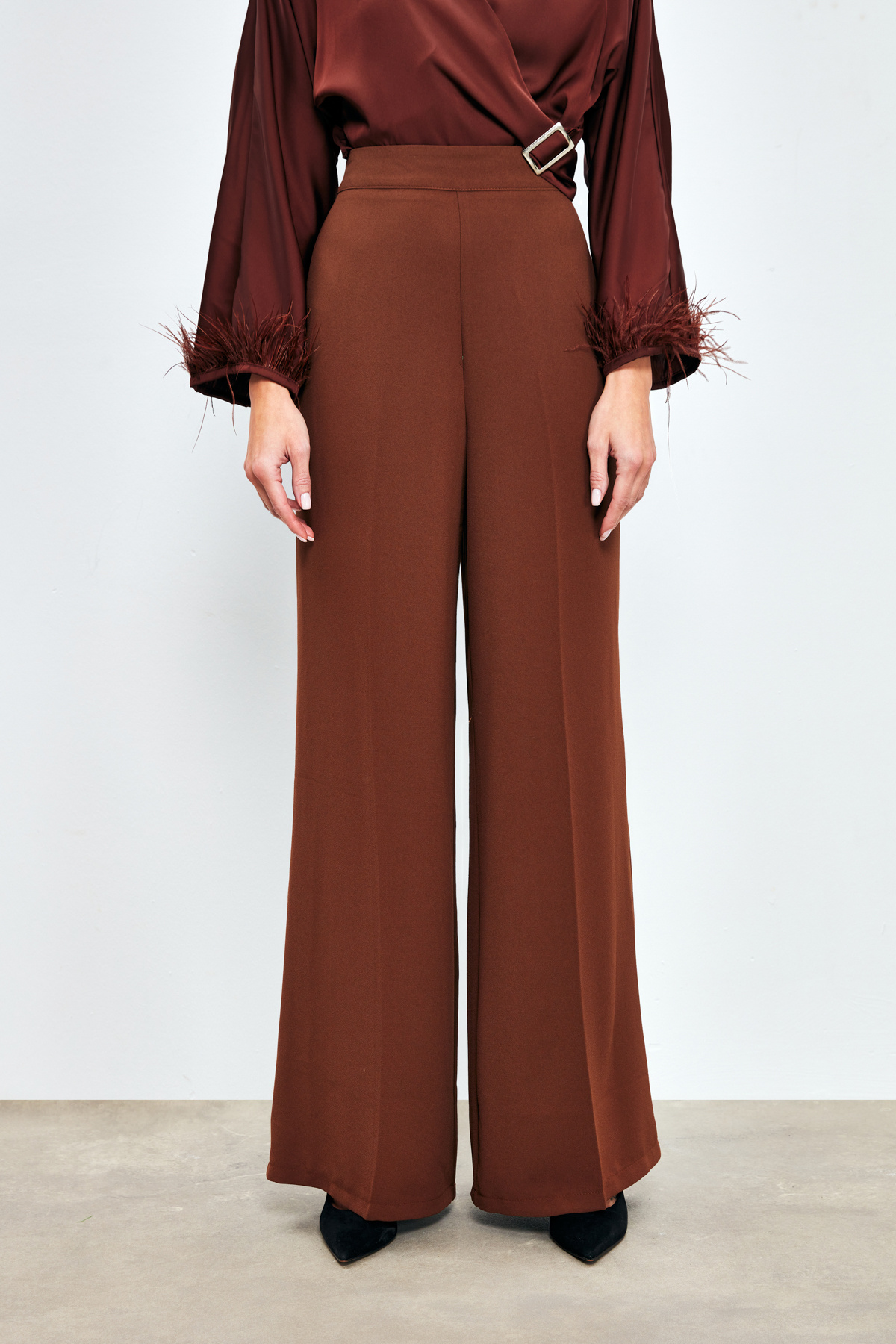 Salaş Krep Pantolon - KAHVE