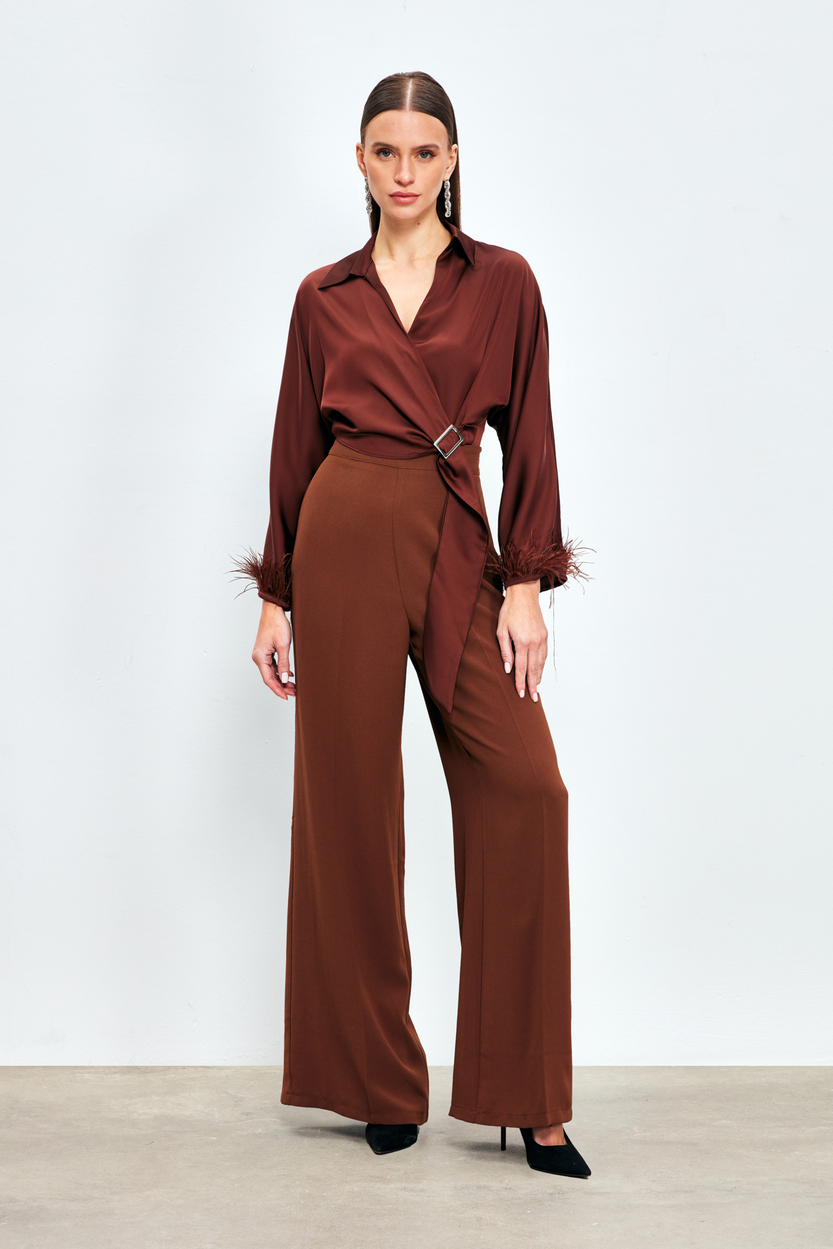 Salaş Krep Pantolon - KAHVE