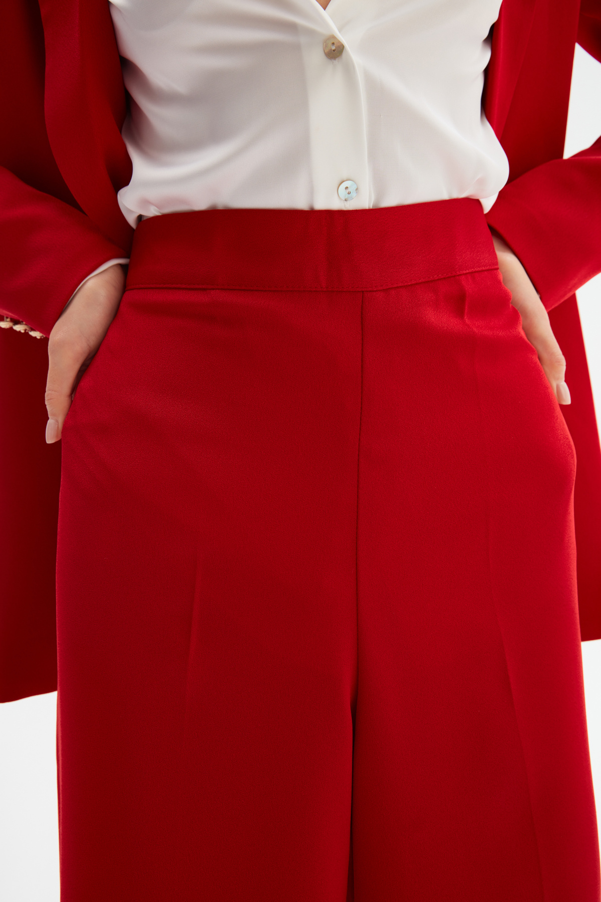 Salaş Krep Pantolon - KIRMIZI